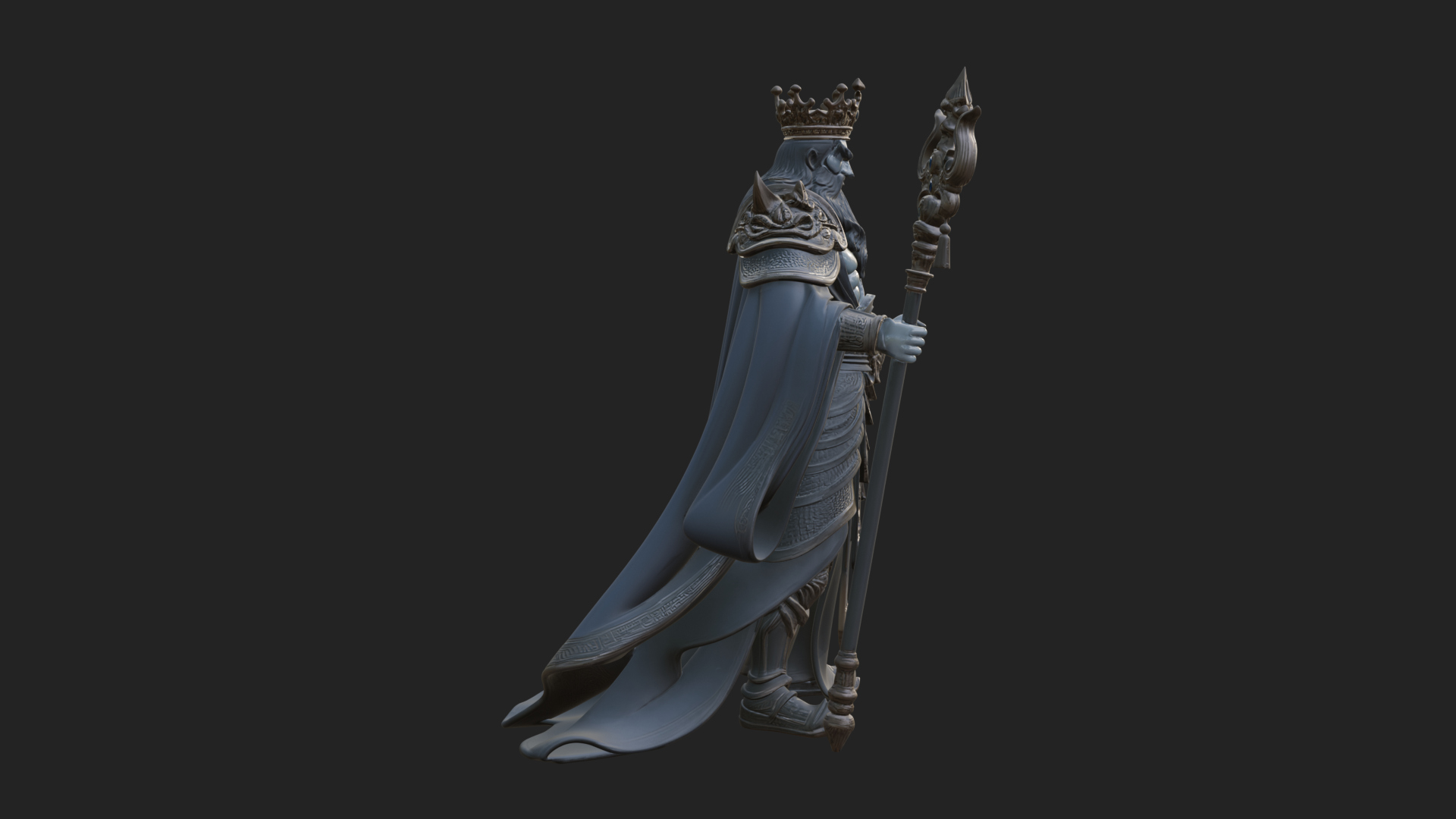Crowned Bearded King Statue Design 25 3D Print Model 3D Model