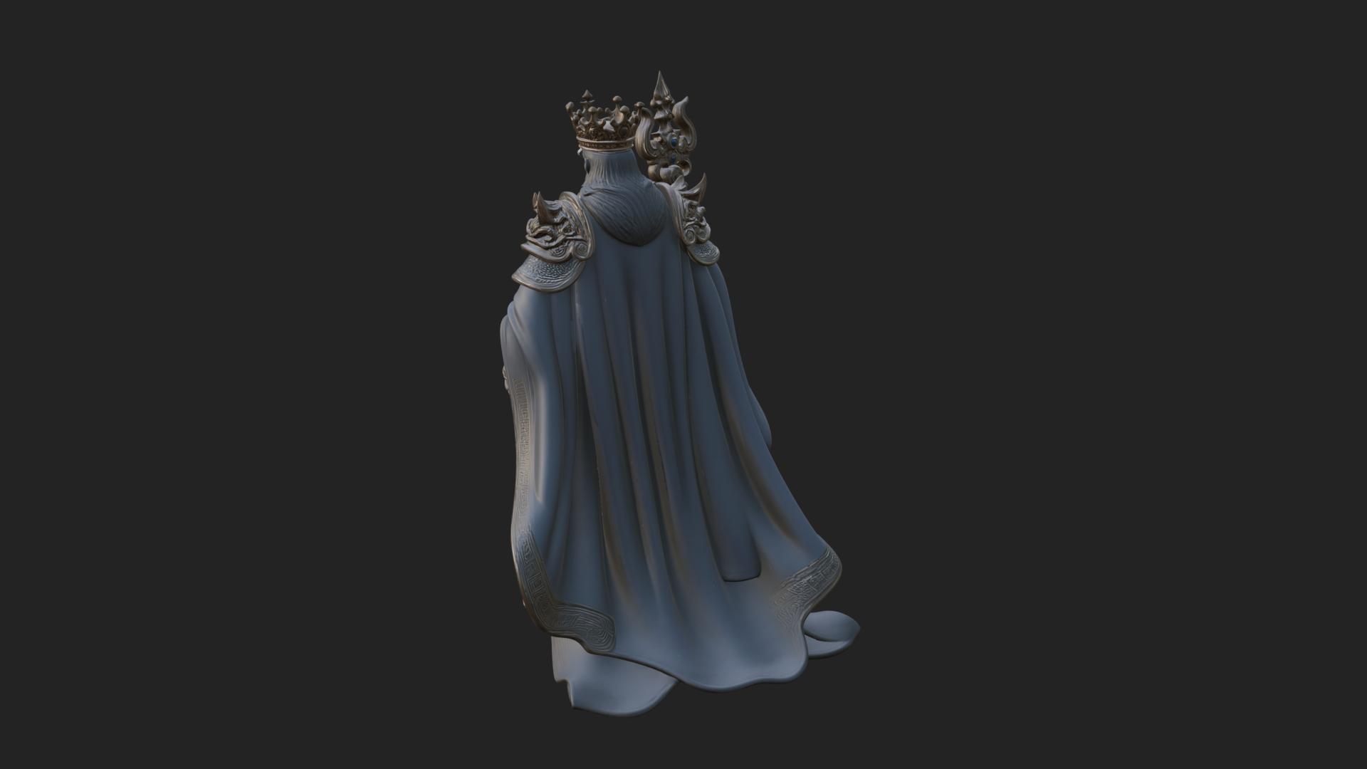 Crowned Bearded King Statue Design 25 3D Print Model 3D Model