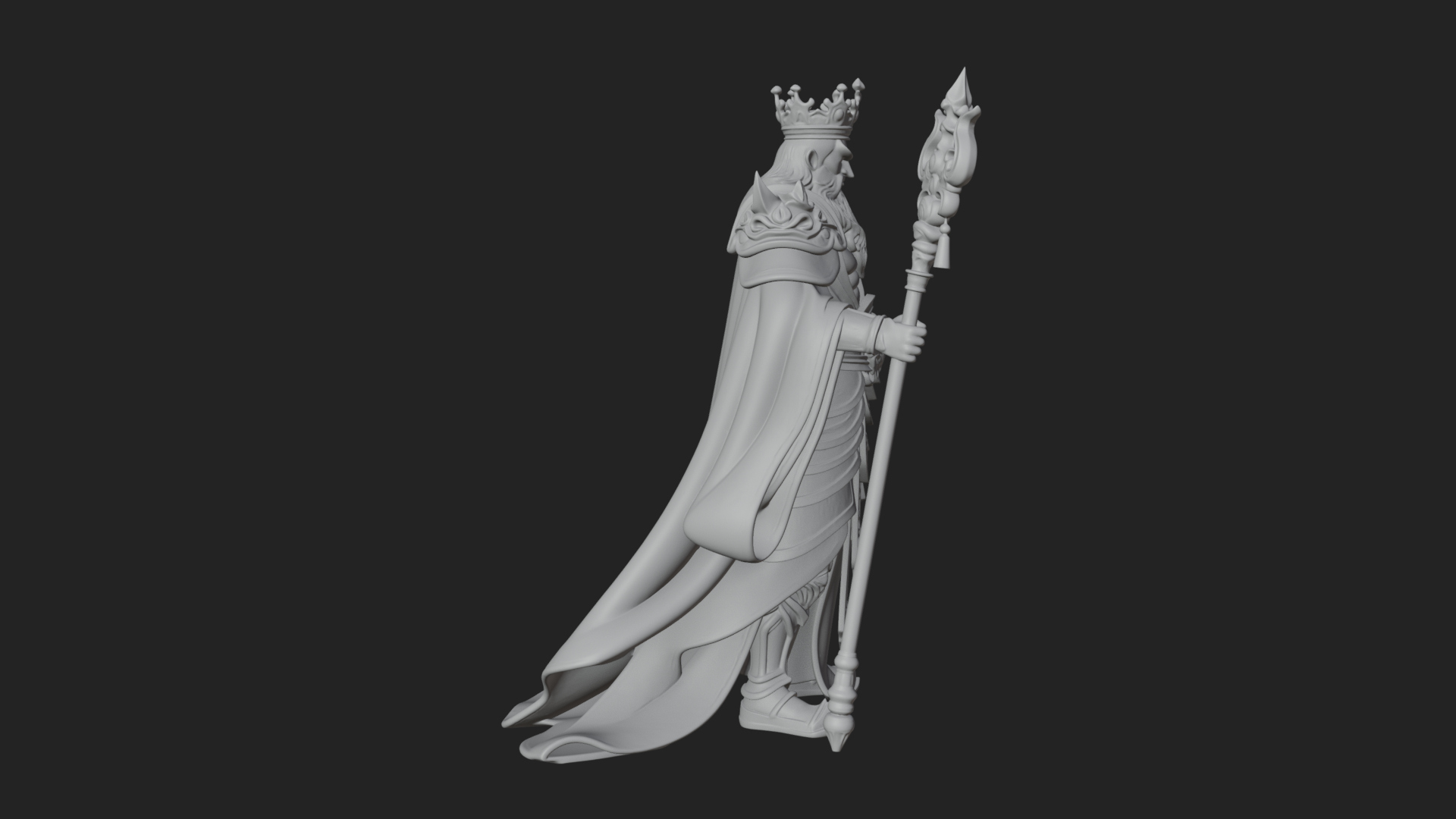 Crowned Bearded King Statue Design 25 3D Print Model 3D Model
