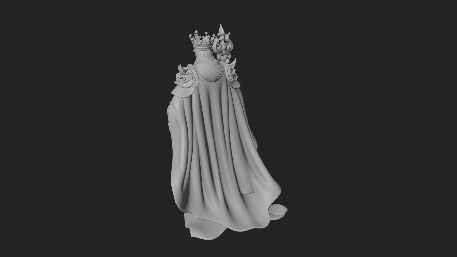 Crowned Bearded King Statue Design 25 3D Print Model 3D Model