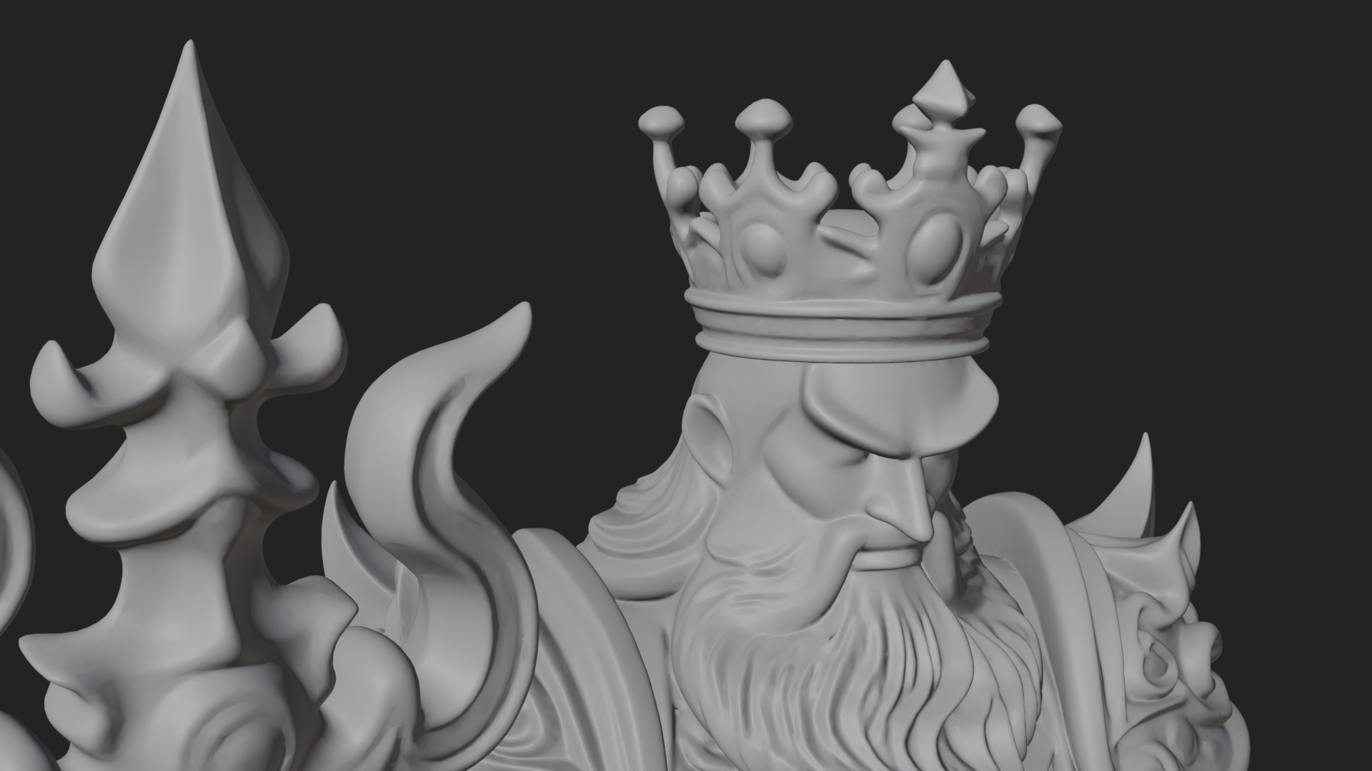 Crowned Bearded King Statue Design 25 3D Print Model 3D Model