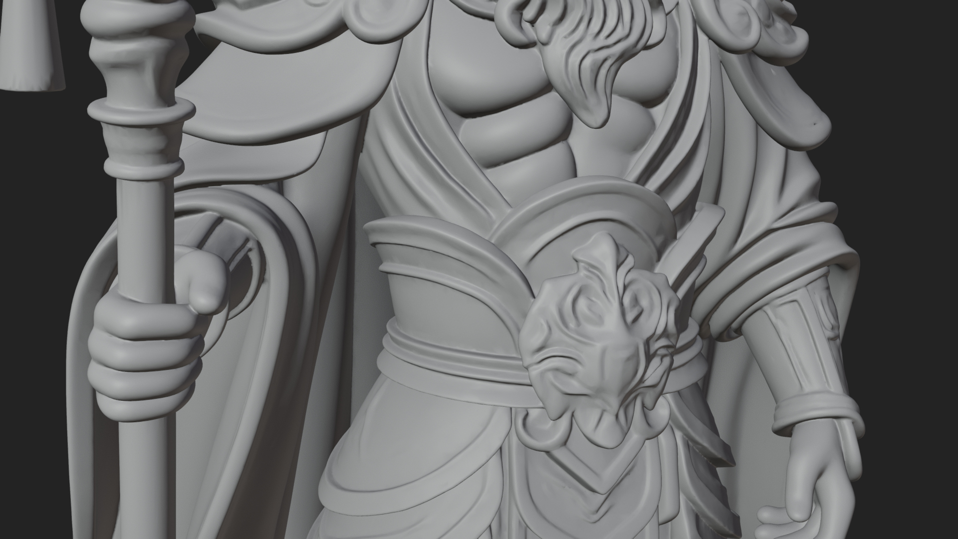 Crowned Bearded King Statue Design 25 3D Print Model 3D Model