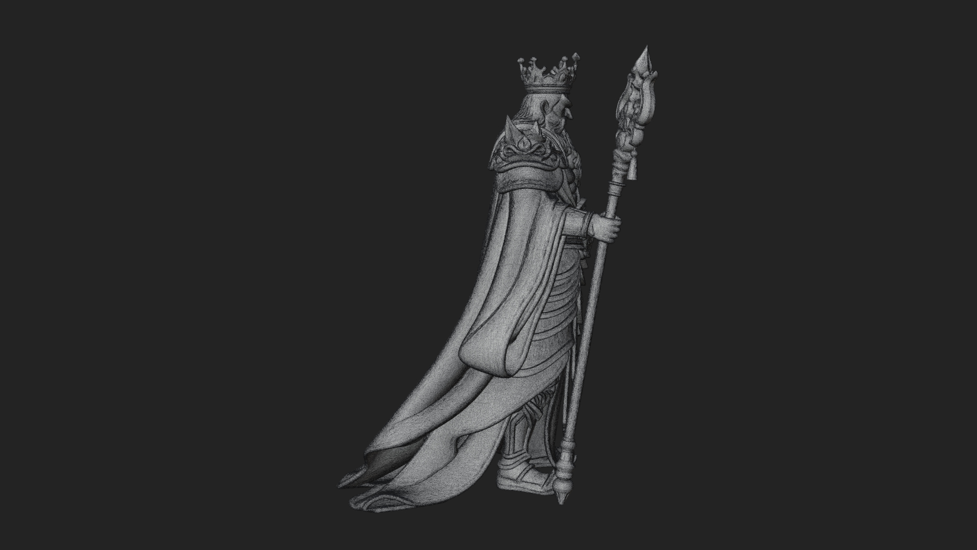 Crowned Bearded King Statue Design 25 3D Print Model 3D Model
