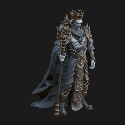 Crowned Bearded King Statue Design 25 3D Print Model