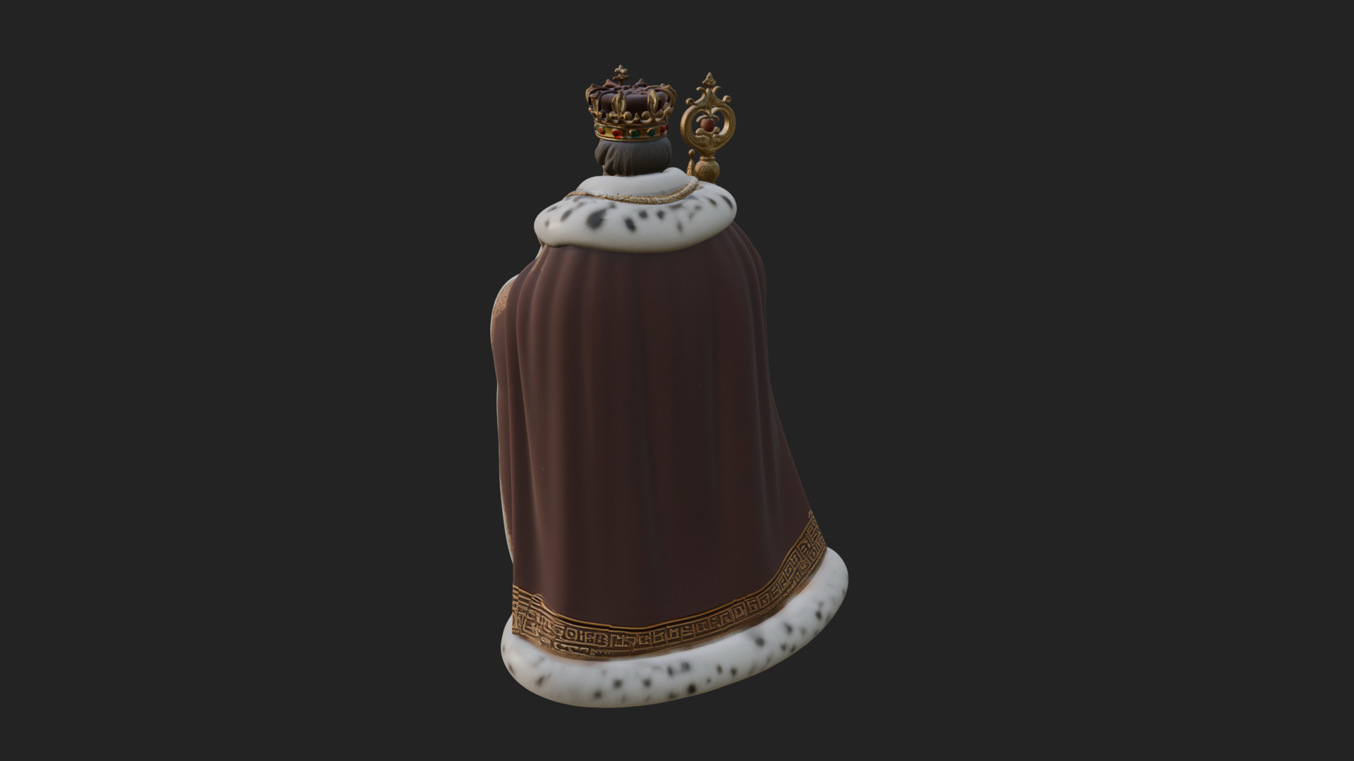 Crowned Bearded King Statue Design 7 3D Print Model 3D Model