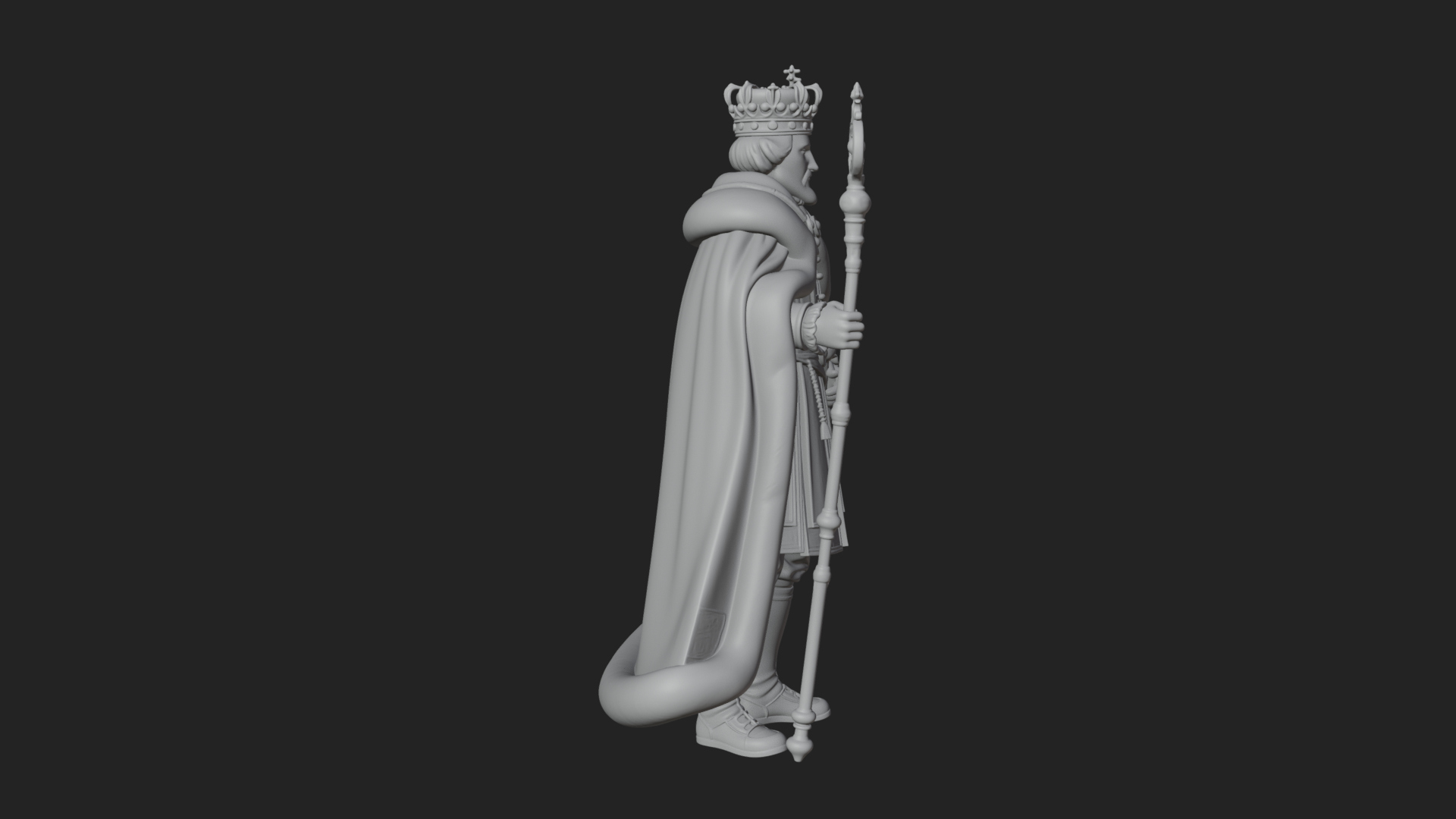 Crowned Bearded King Statue Design 7 3D Print Model 3D Model