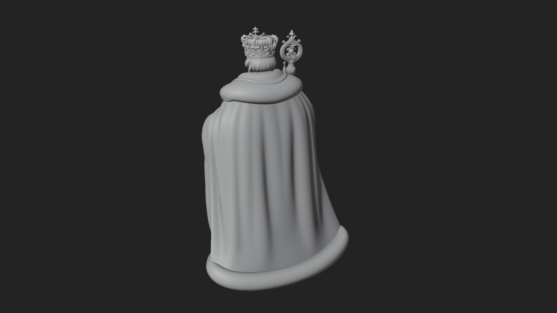Crowned Bearded King Statue Design 7 3D Print Model 3D Model
