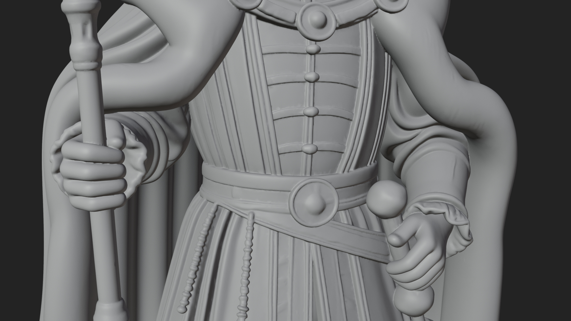 Crowned Bearded King Statue Design 7 3D Print Model 3D Model
