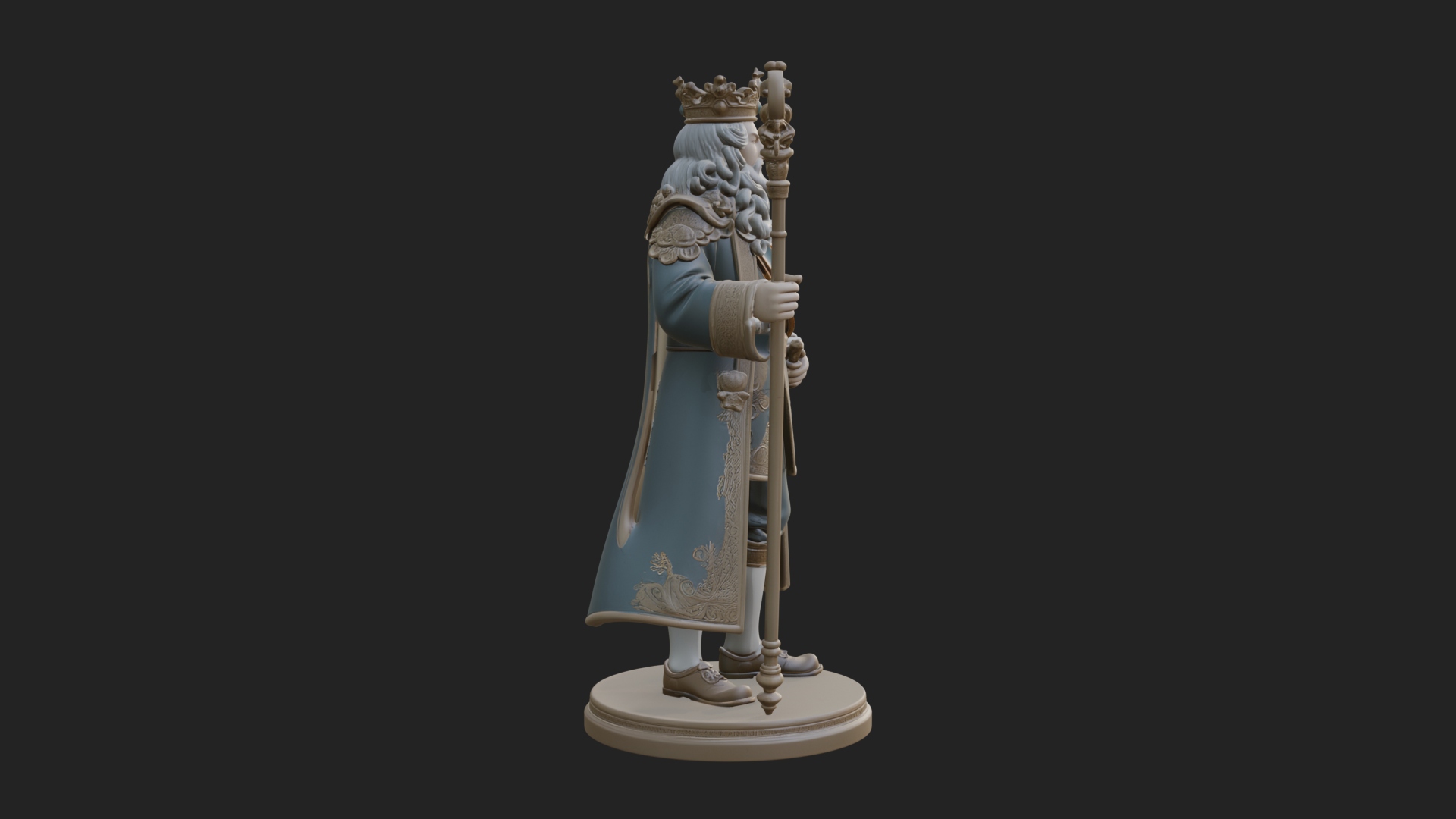 Crowned Bearded King Statue Design 8 3D Print Model 3D Model