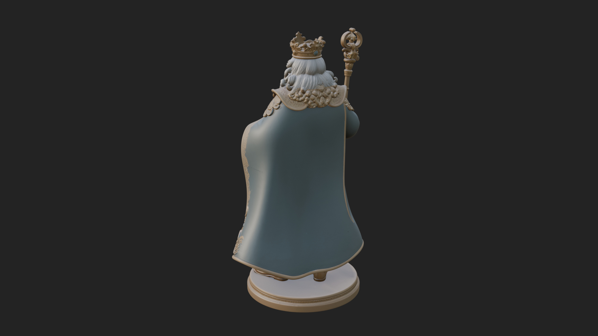 Crowned Bearded King Statue Design 8 3D Print Model 3D Model