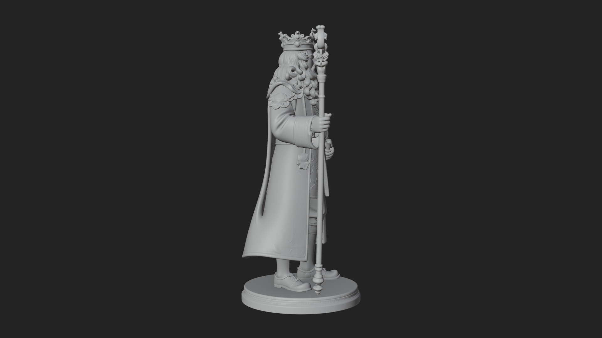 Crowned Bearded King Statue Design 8 3D Print Model 3D Model