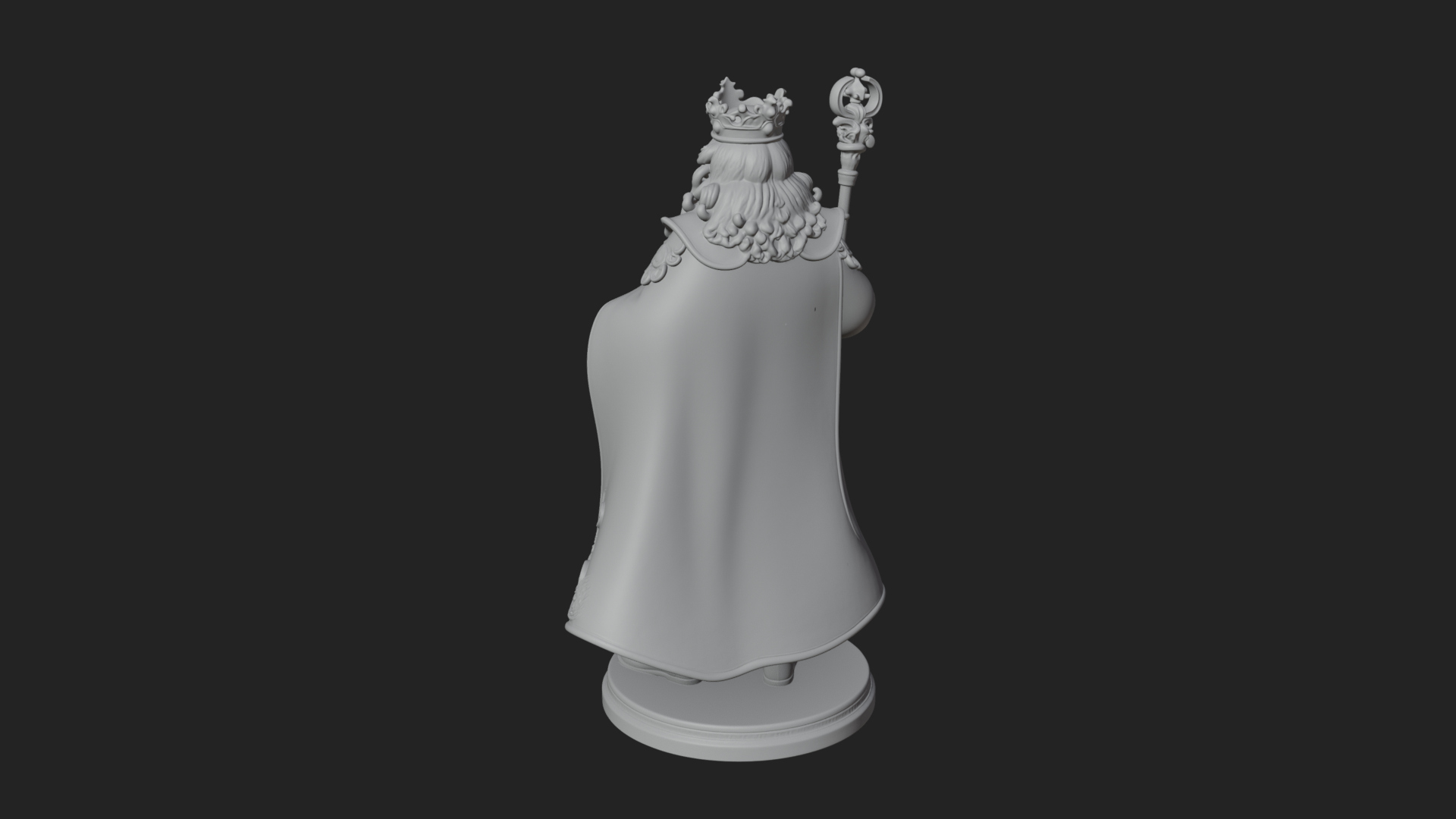 Crowned Bearded King Statue Design 8 3D Print Model 3D Model