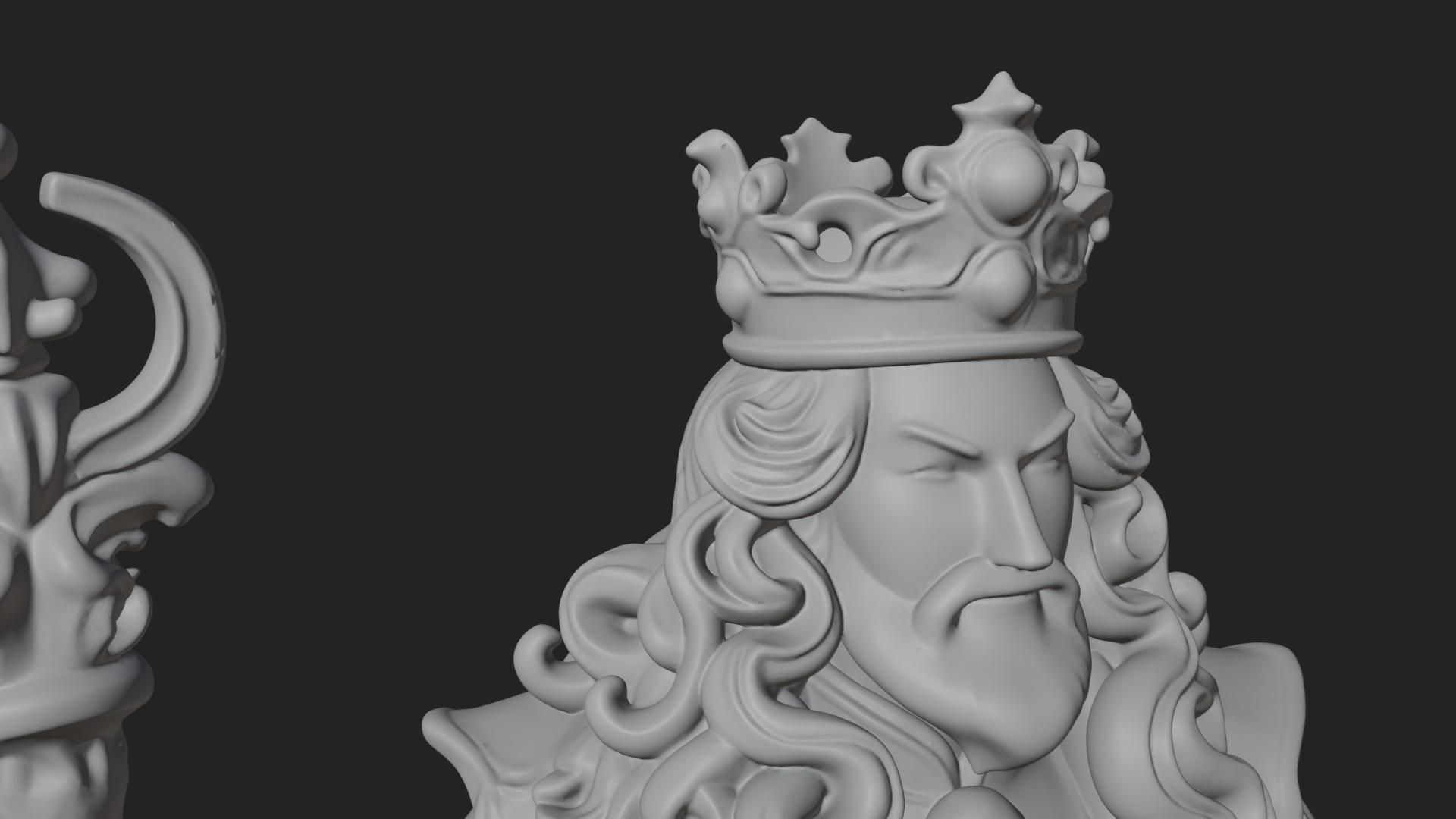 Crowned Bearded King Statue Design 8 3D Print Model 3D Model
