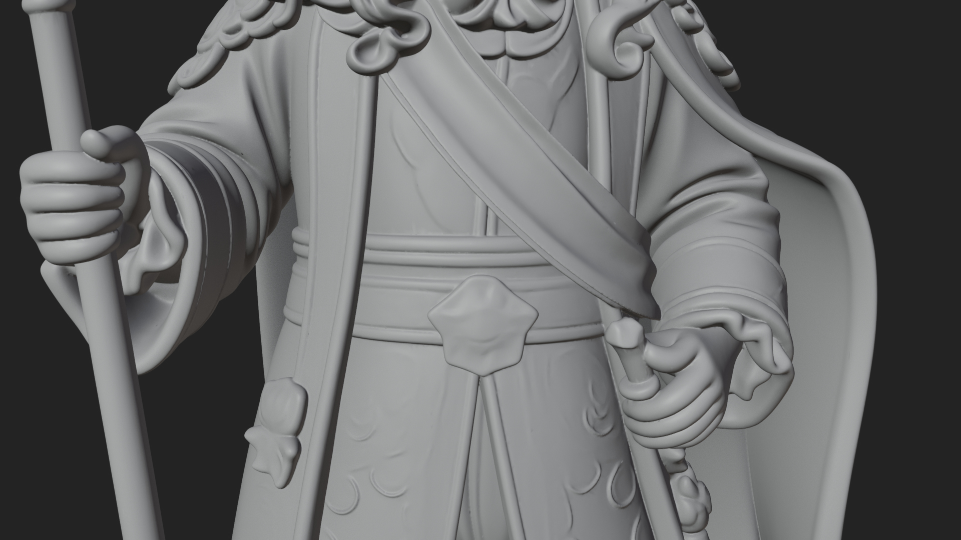 Crowned Bearded King Statue Design 8 3D Print Model 3D Model