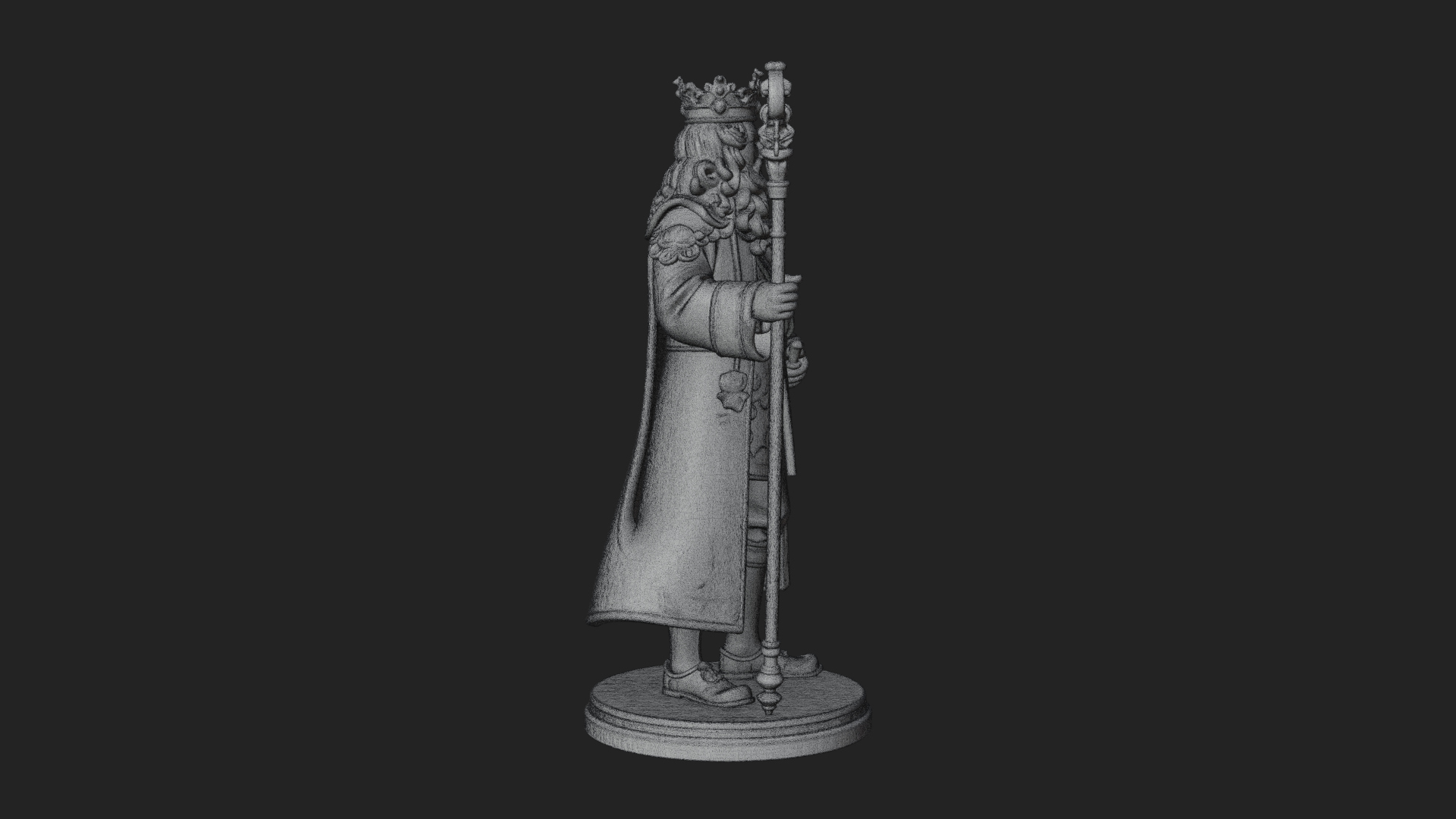 Crowned Bearded King Statue Design 8 3D Print Model 3D Model