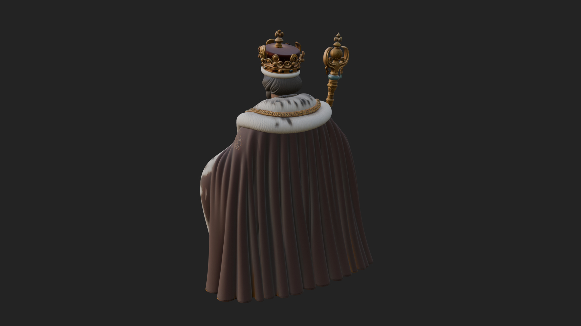 Crowned Bearded King Statue Design 9 3D Print Model 3D Model