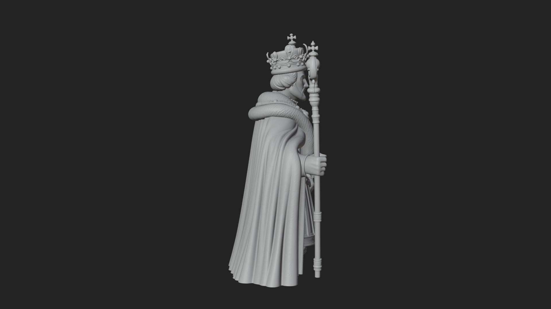 Crowned Bearded King Statue Design 9 3D Print Model 3D Model
