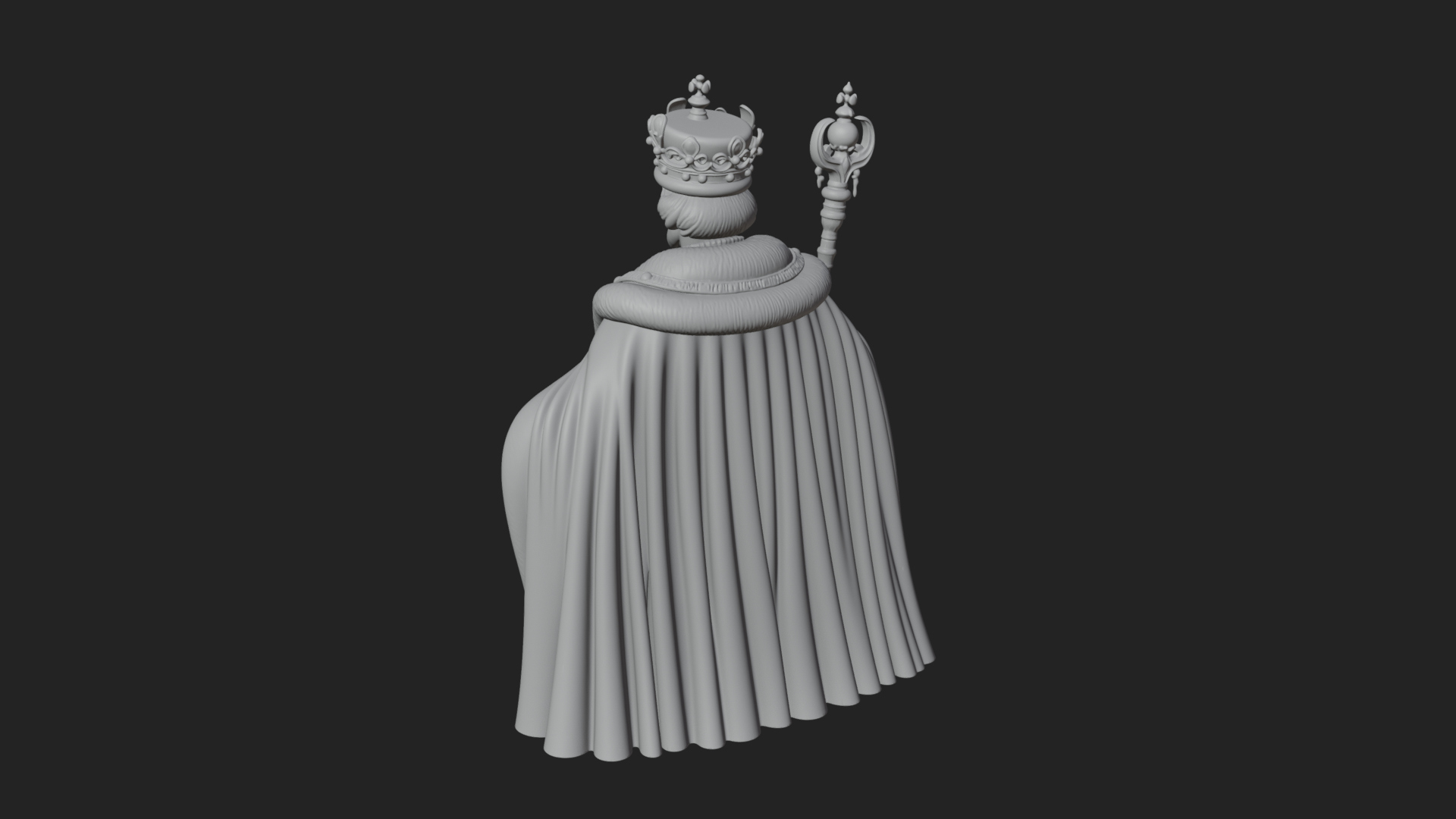 Crowned Bearded King Statue Design 9 3D Print Model 3D Model