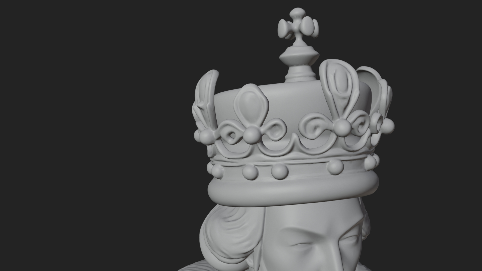 Crowned Bearded King Statue Design 9 3D Print Model 3D Model