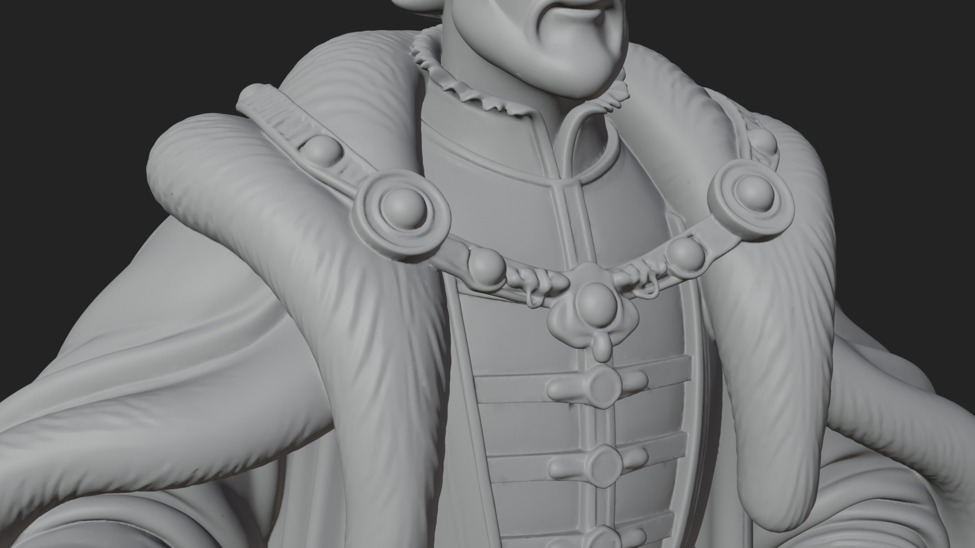 Crowned Bearded King Statue Design 9 3D Print Model 3D Model