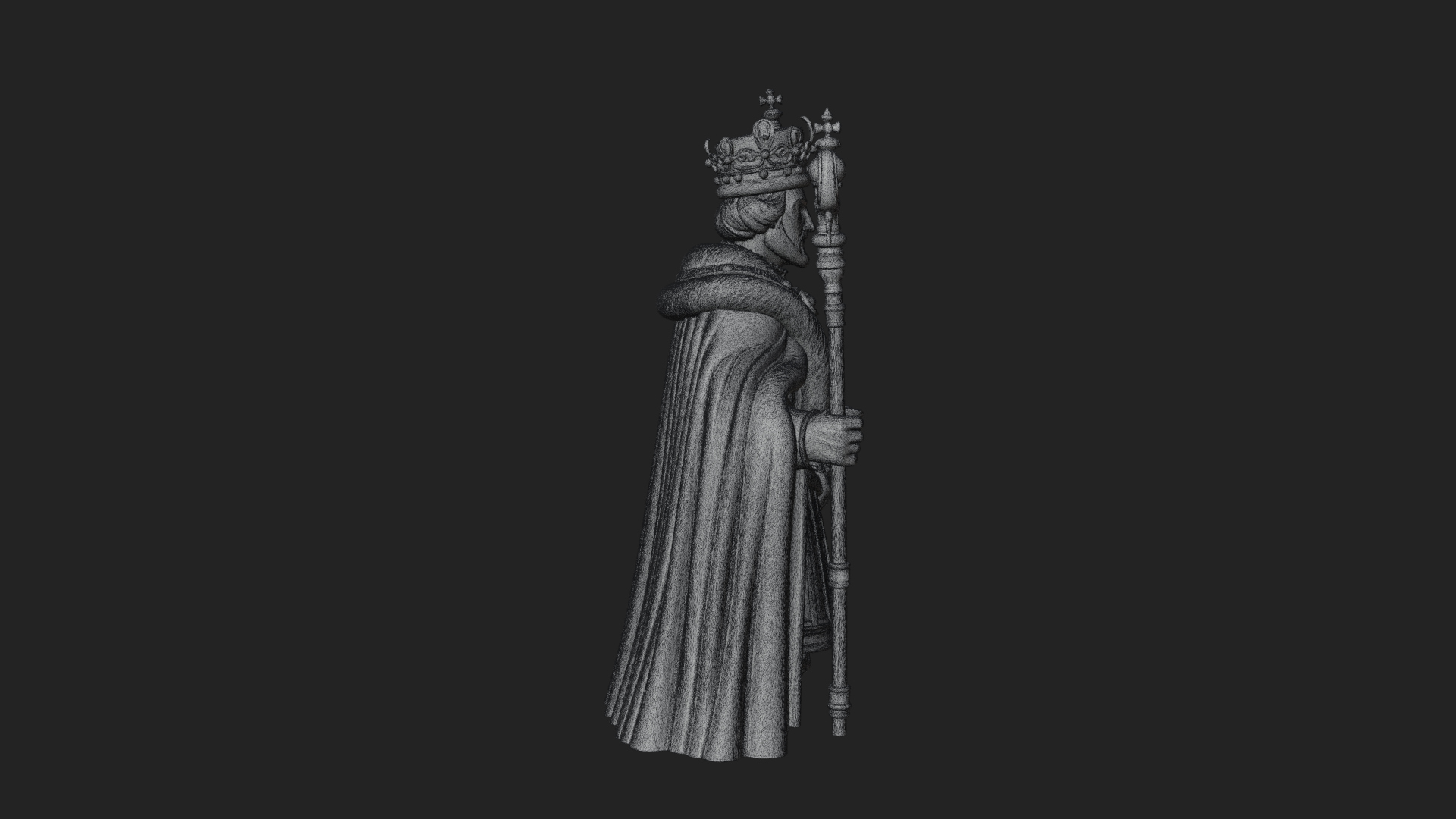 Crowned Bearded King Statue Design 9 3D Print Model 3D Model