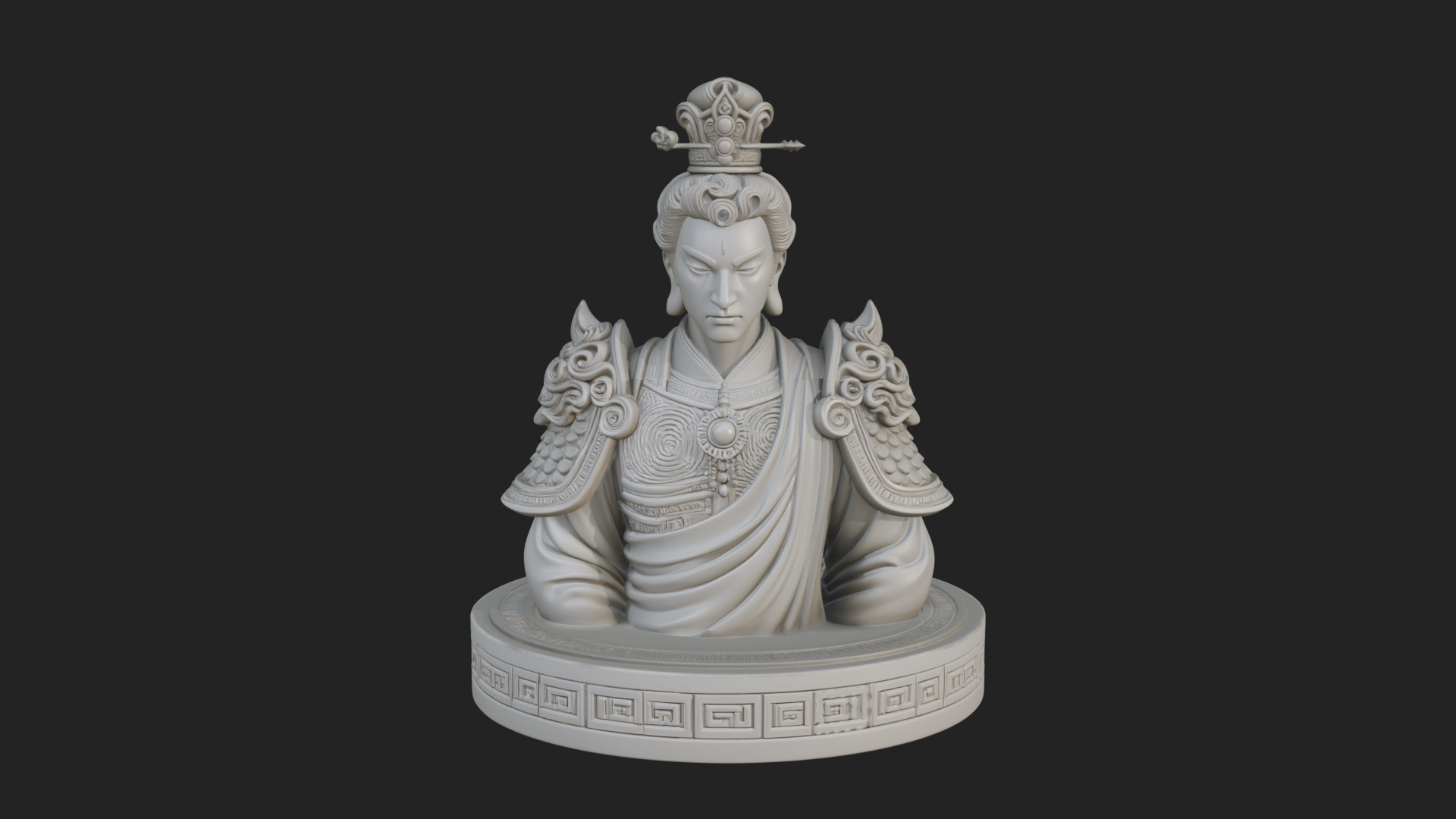 Crowned Bodhisattva Bust Statue Design 1 3D Print Model 3D Model