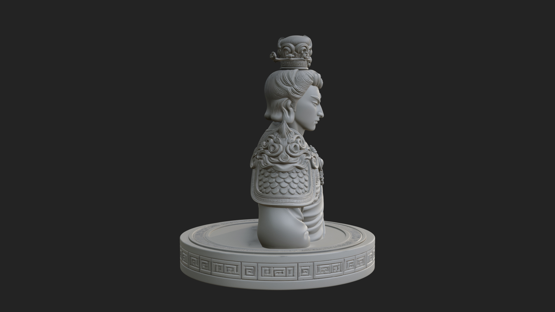 Crowned Bodhisattva Bust Statue Design 1 3D Print Model 3D Model