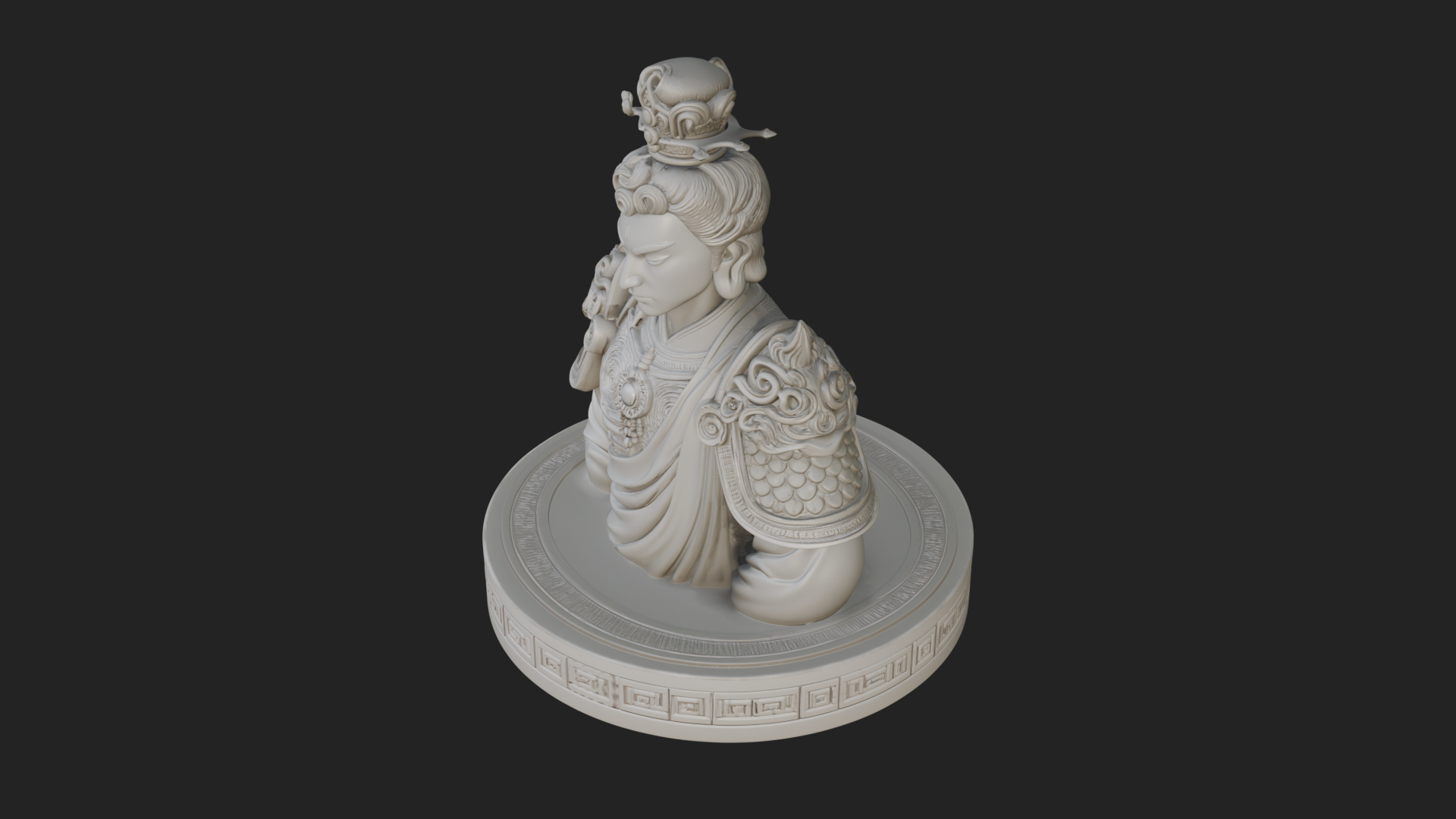 Crowned Bodhisattva Bust Statue Design 1 3D Print Model 3D Model