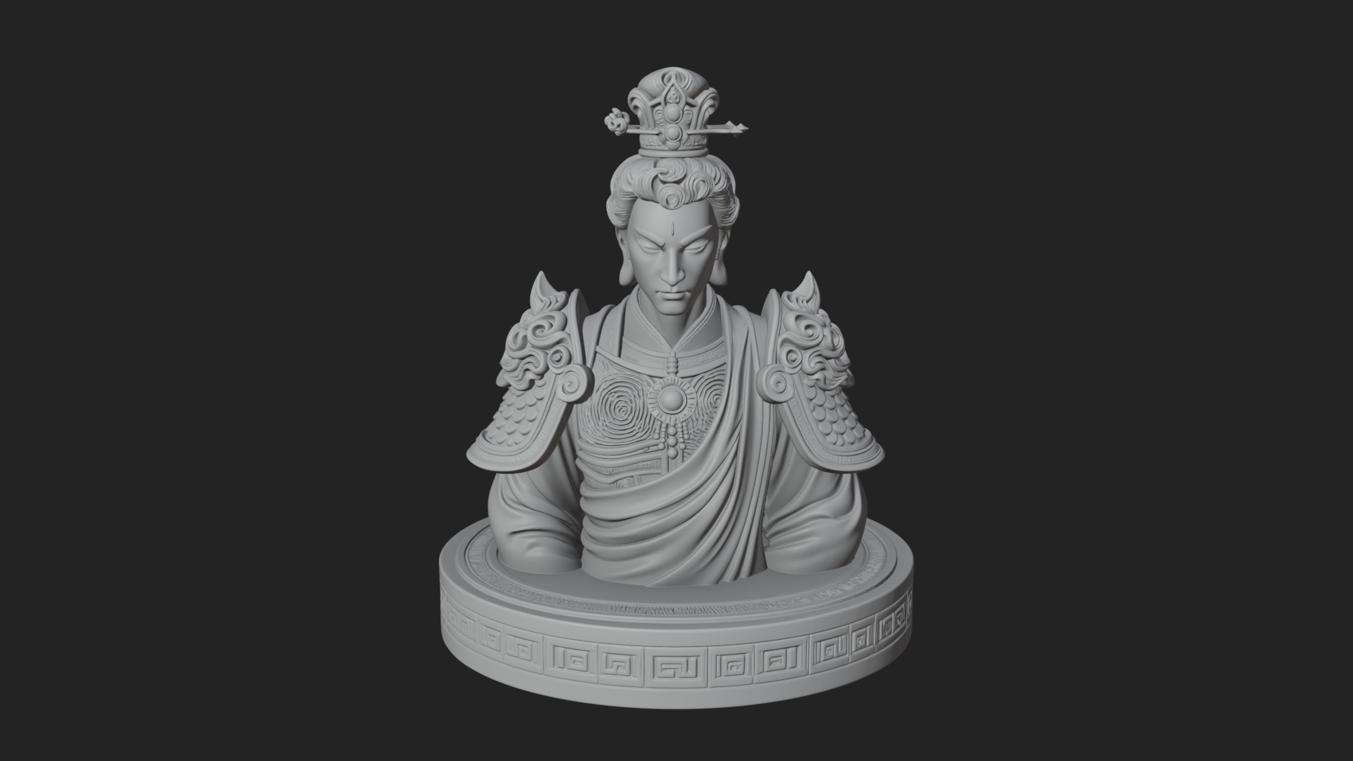 Crowned Bodhisattva Bust Statue Design 1 3D Print Model 3D Model