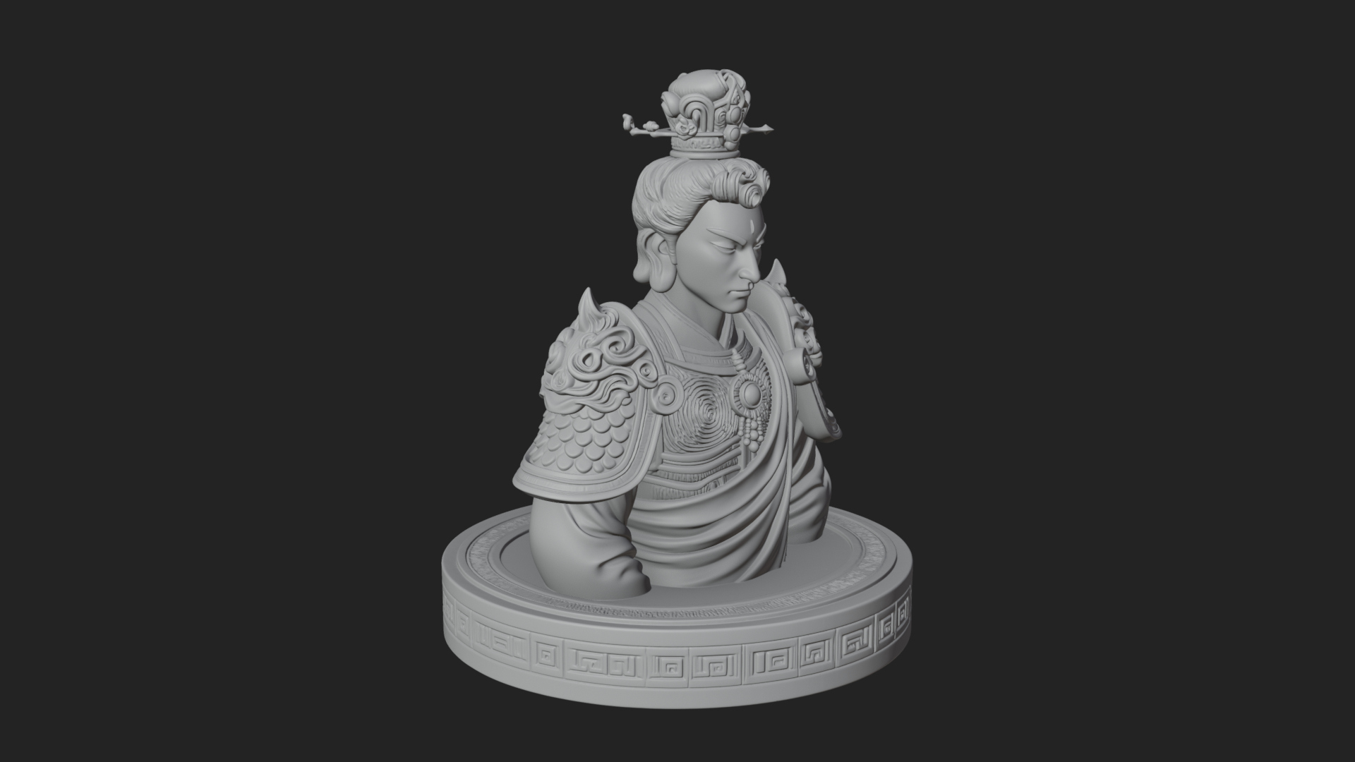 Crowned Bodhisattva Bust Statue Design 1 3D Print Model 3D Model