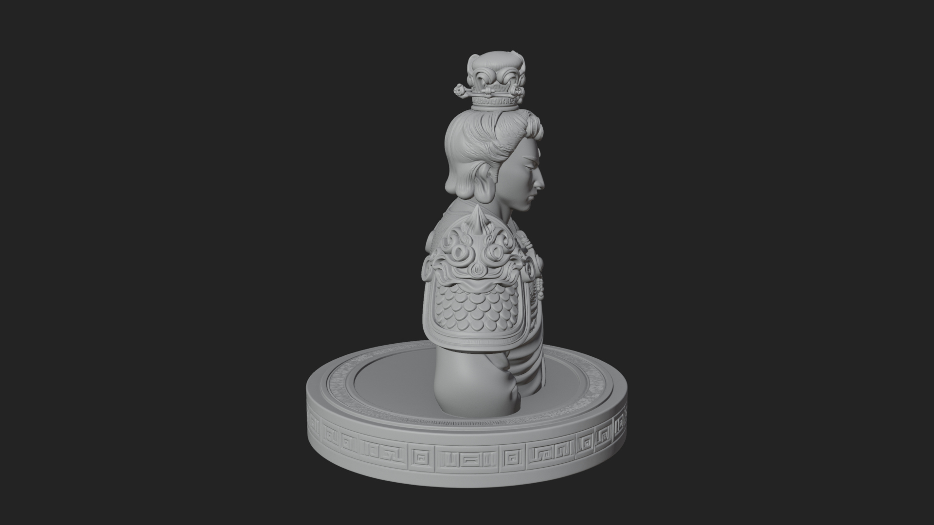 Crowned Bodhisattva Bust Statue Design 1 3D Print Model 3D Model