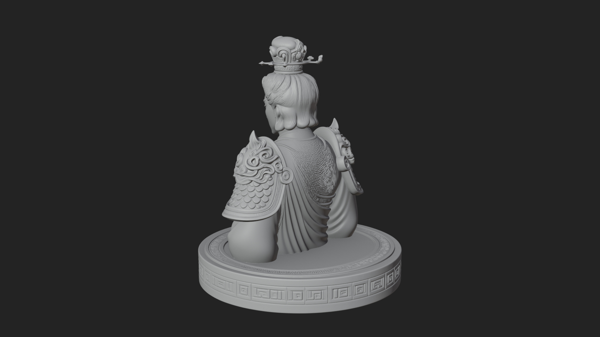 Crowned Bodhisattva Bust Statue Design 1 3D Print Model 3D Model