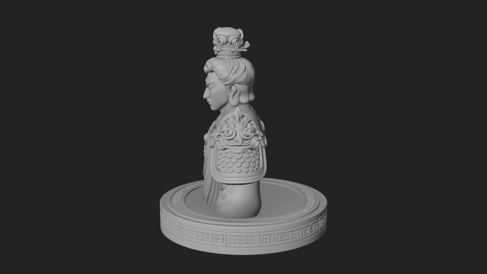 Crowned Bodhisattva Bust Statue Design 1 3D Print Model 3D Model