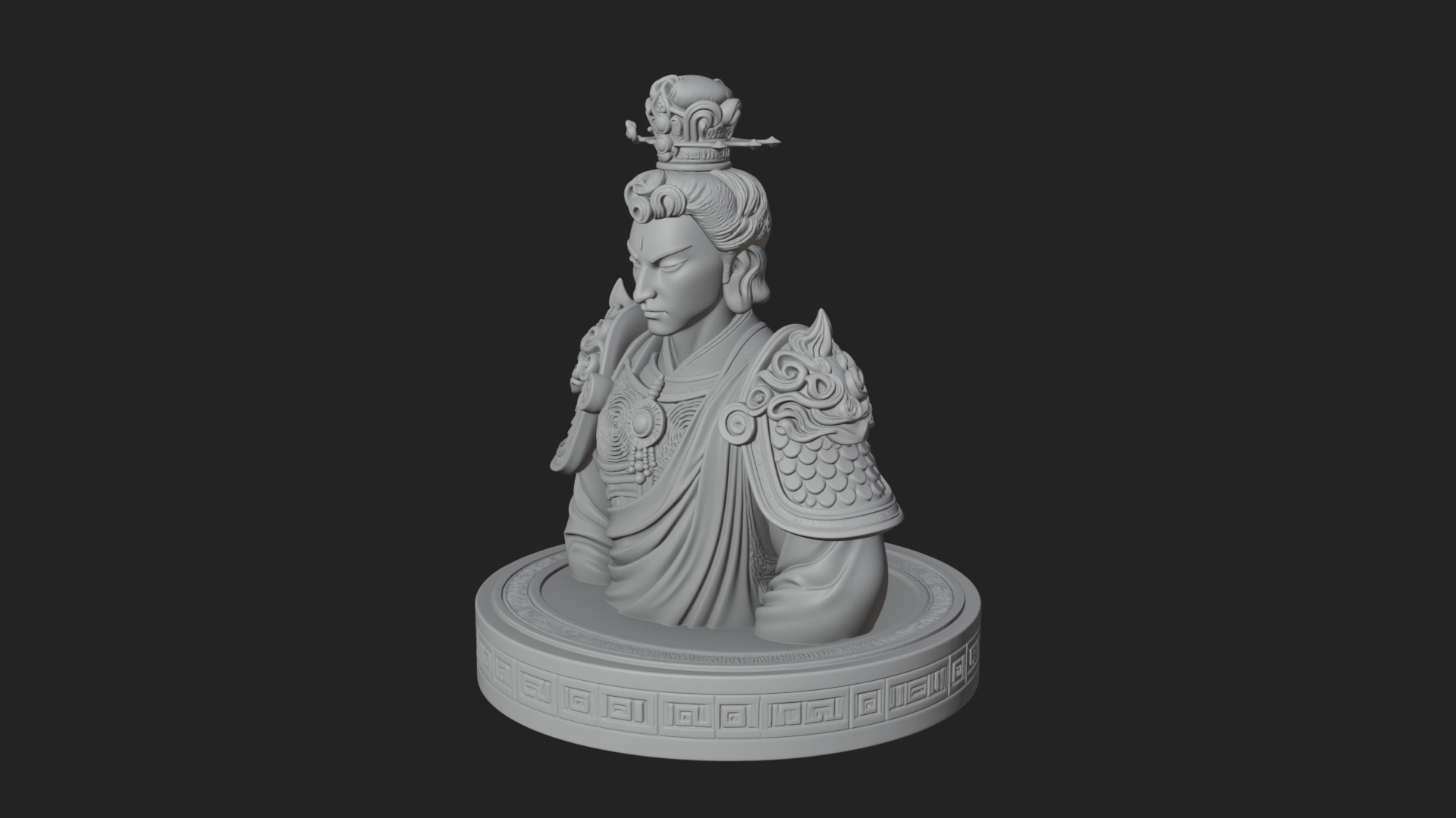 Crowned Bodhisattva Bust Statue Design 1 3D Print Model 3D Model