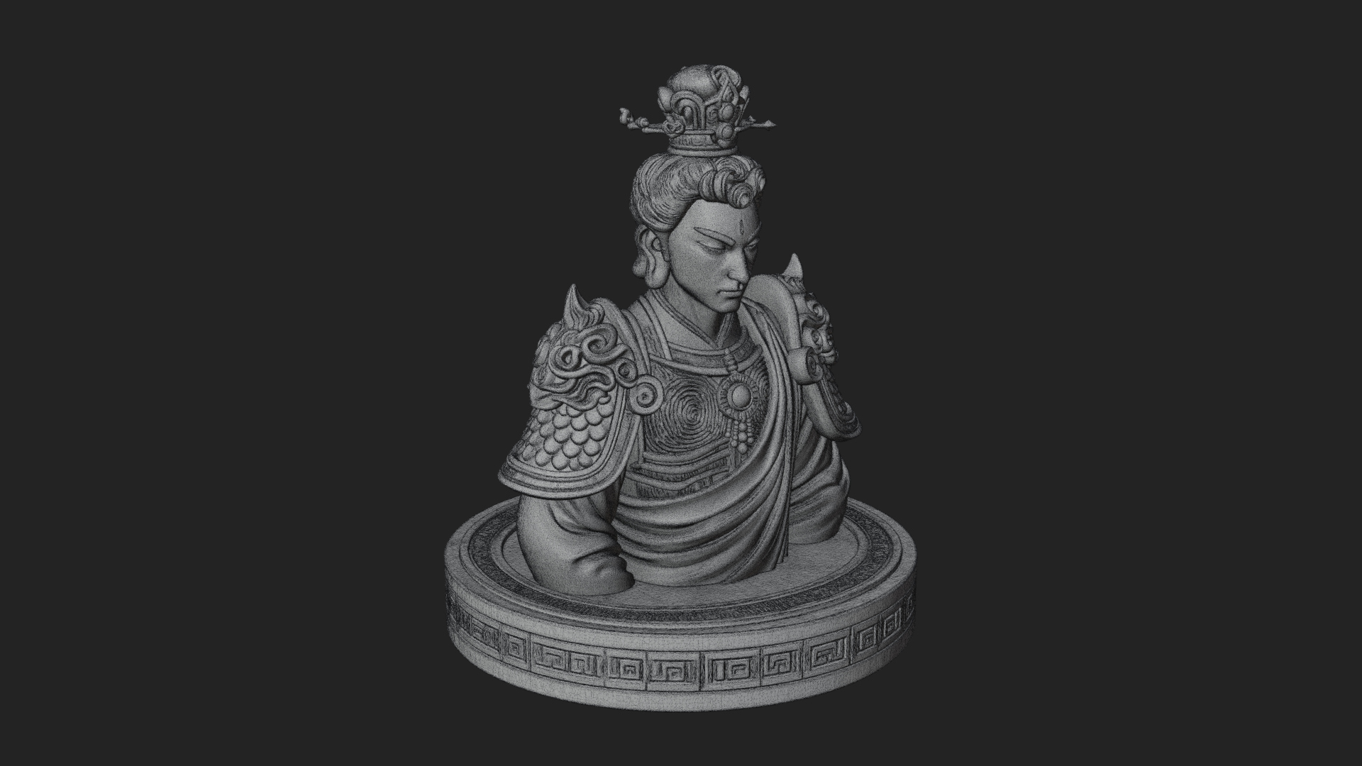 Crowned Bodhisattva Bust Statue Design 1 3D Print Model 3D Model