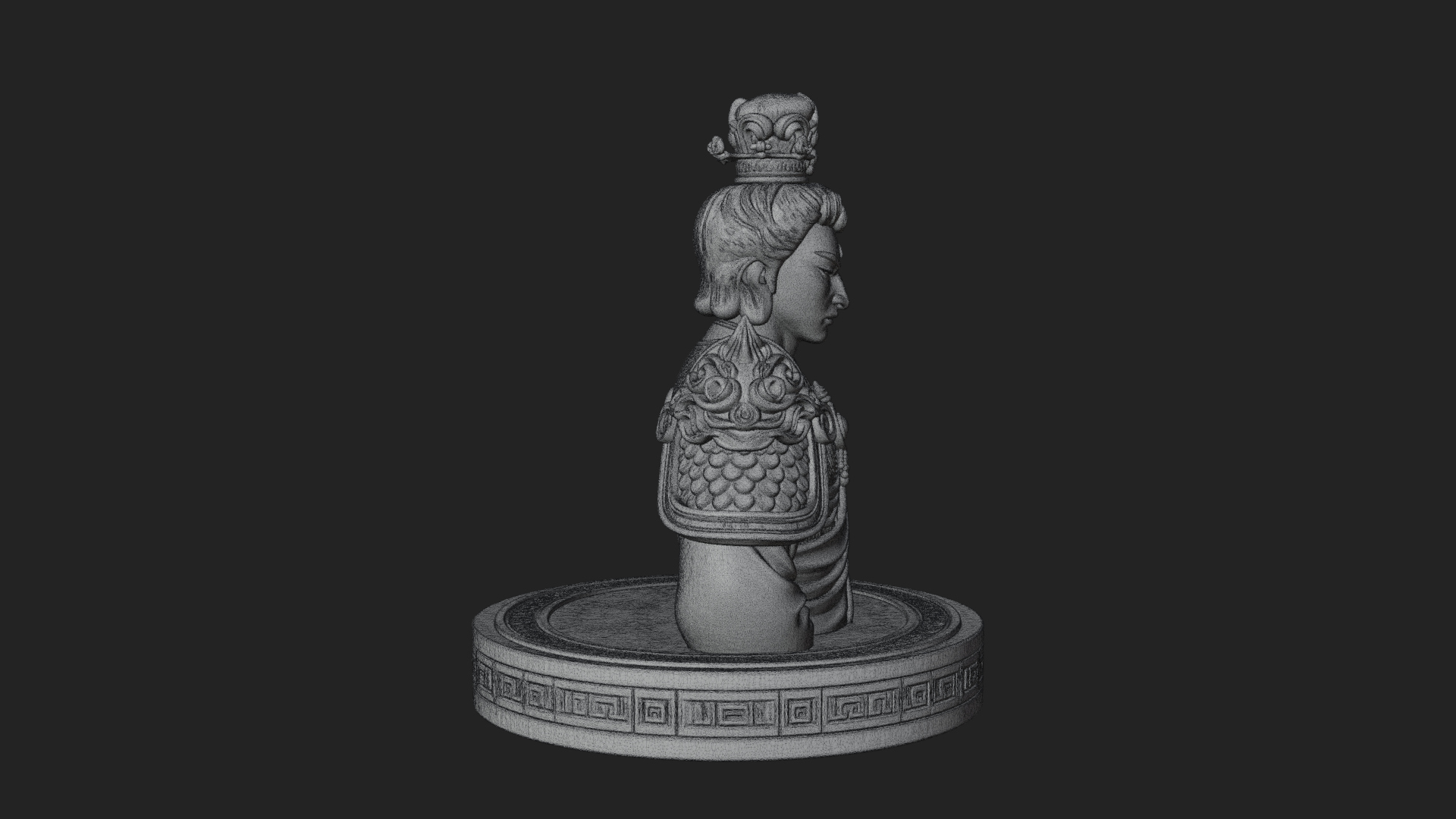 Crowned Bodhisattva Bust Statue Design 1 3D Print Model 3D Model