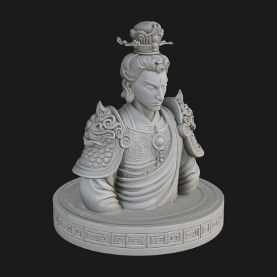 Crowned Bodhisattva Bust Statue Design 1 3D Print Model