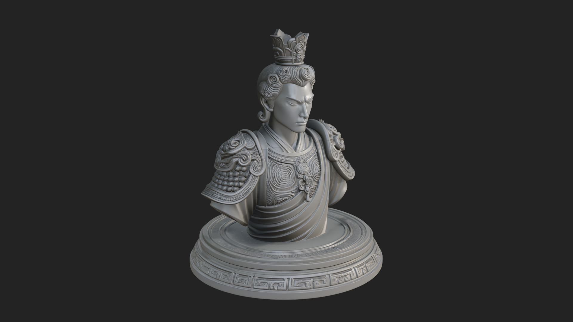 Crowned Bodhisattva Bust Statue Design 2 3D Print Model 3D Model