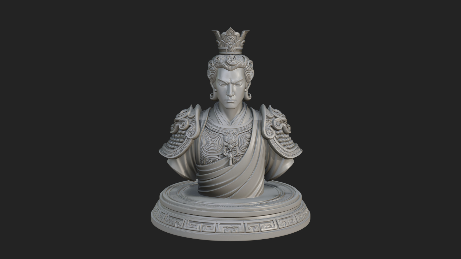Crowned Bodhisattva Bust Statue Design 2 3D Print Model 3D Model
