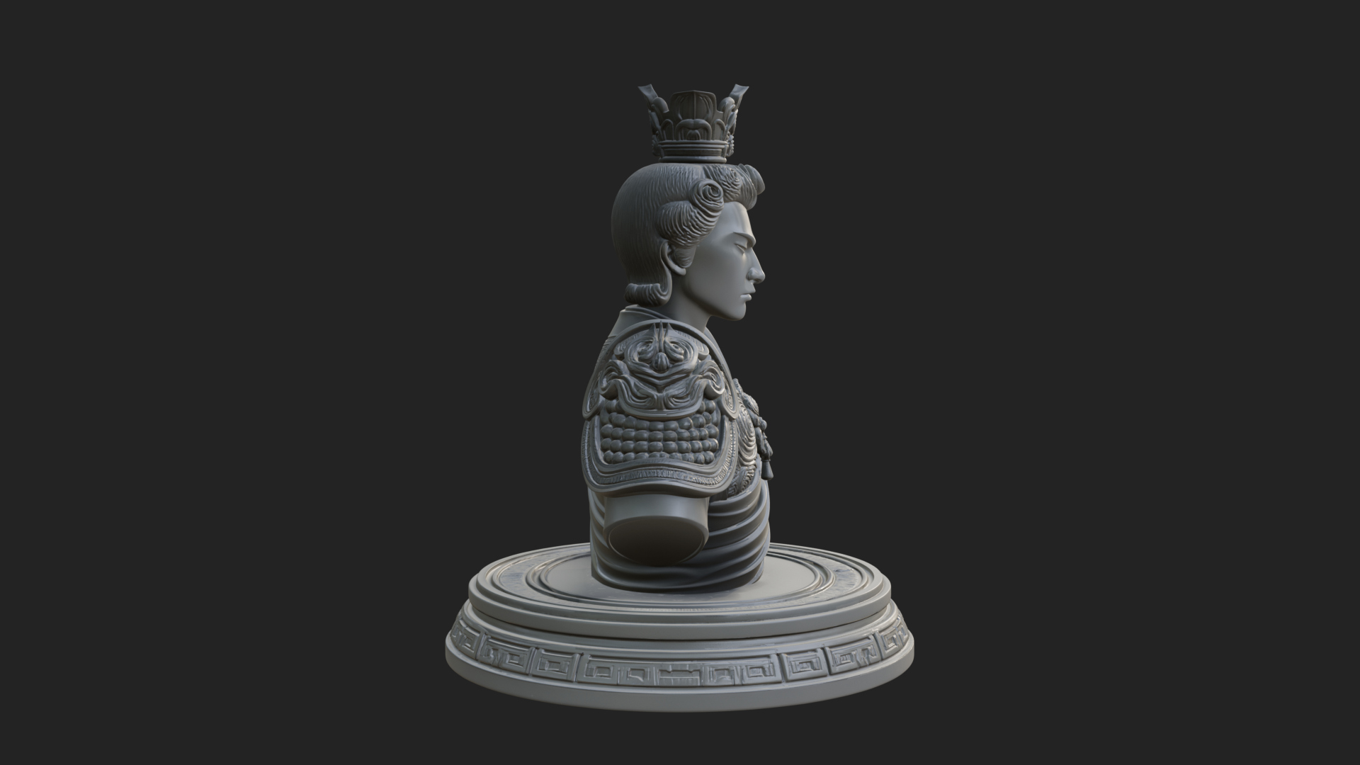 Crowned Bodhisattva Bust Statue Design 2 3D Print Model 3D Model