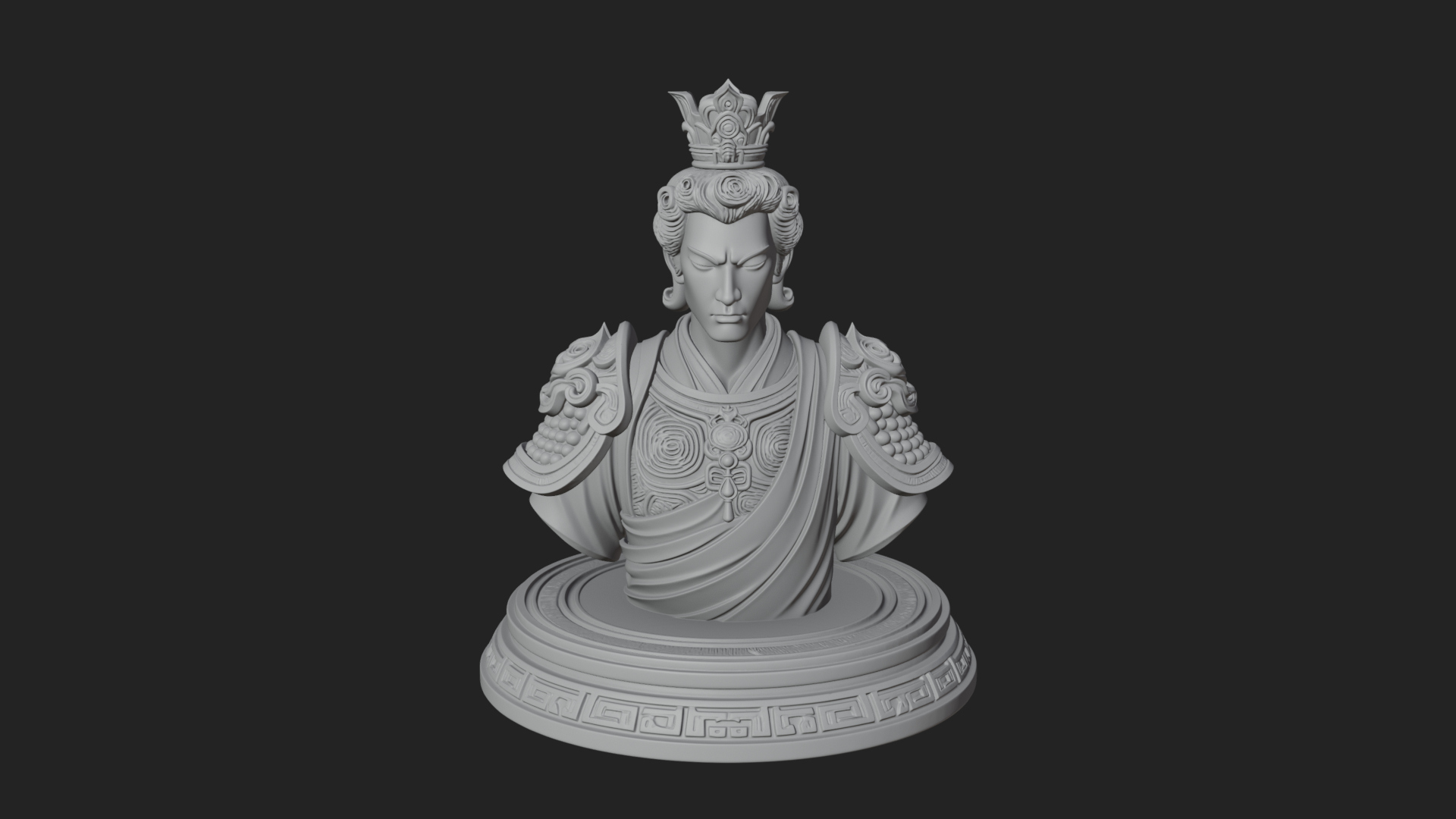Crowned Bodhisattva Bust Statue Design 2 3D Print Model 3D Model