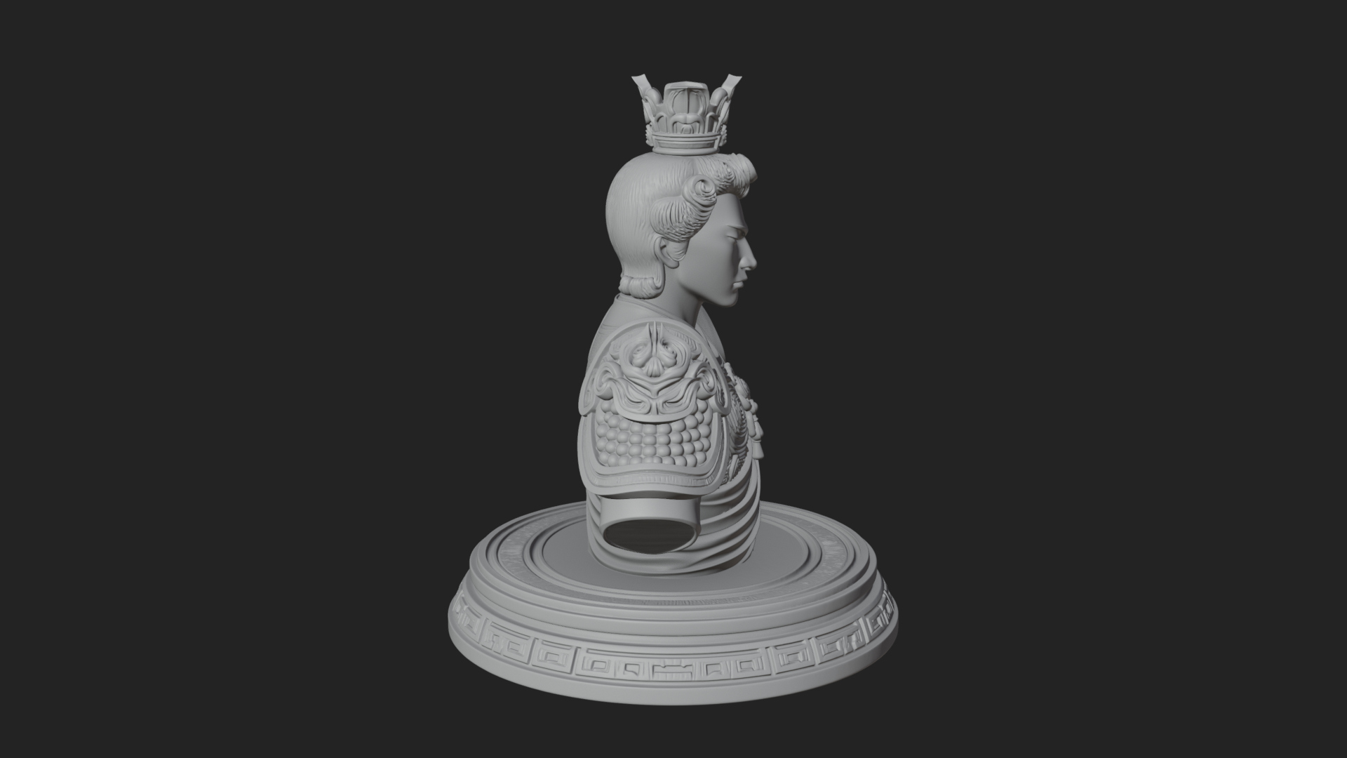 Crowned Bodhisattva Bust Statue Design 2 3D Print Model 3D Model