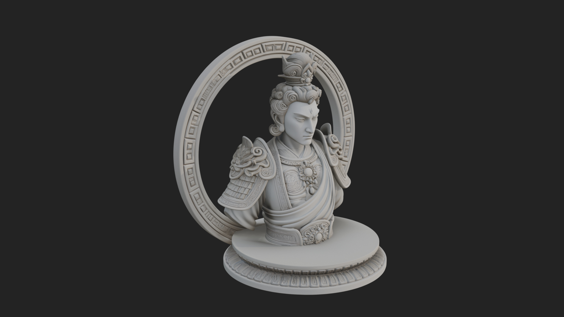 Crowned Bodhisattva Bust Statue Design 3 3D Print Model 3D Model