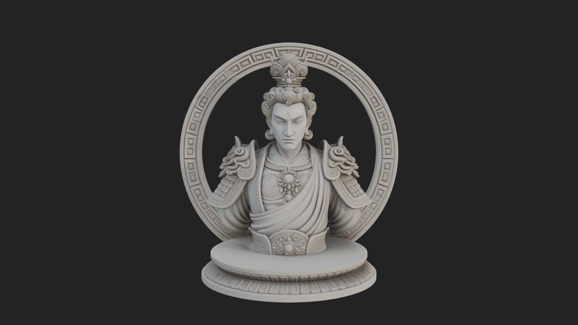 Crowned Bodhisattva Bust Statue Design 3 3D Print Model 3D Model