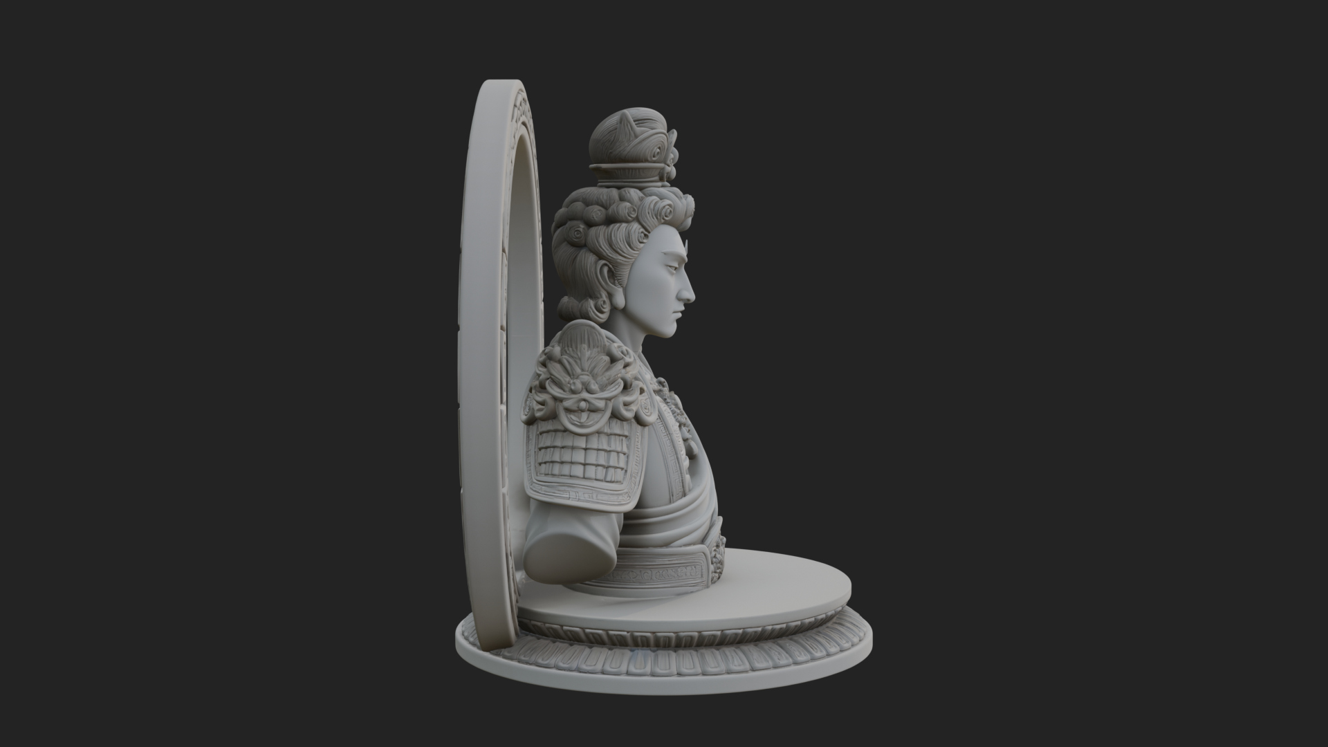 Crowned Bodhisattva Bust Statue Design 3 3D Print Model 3D Model