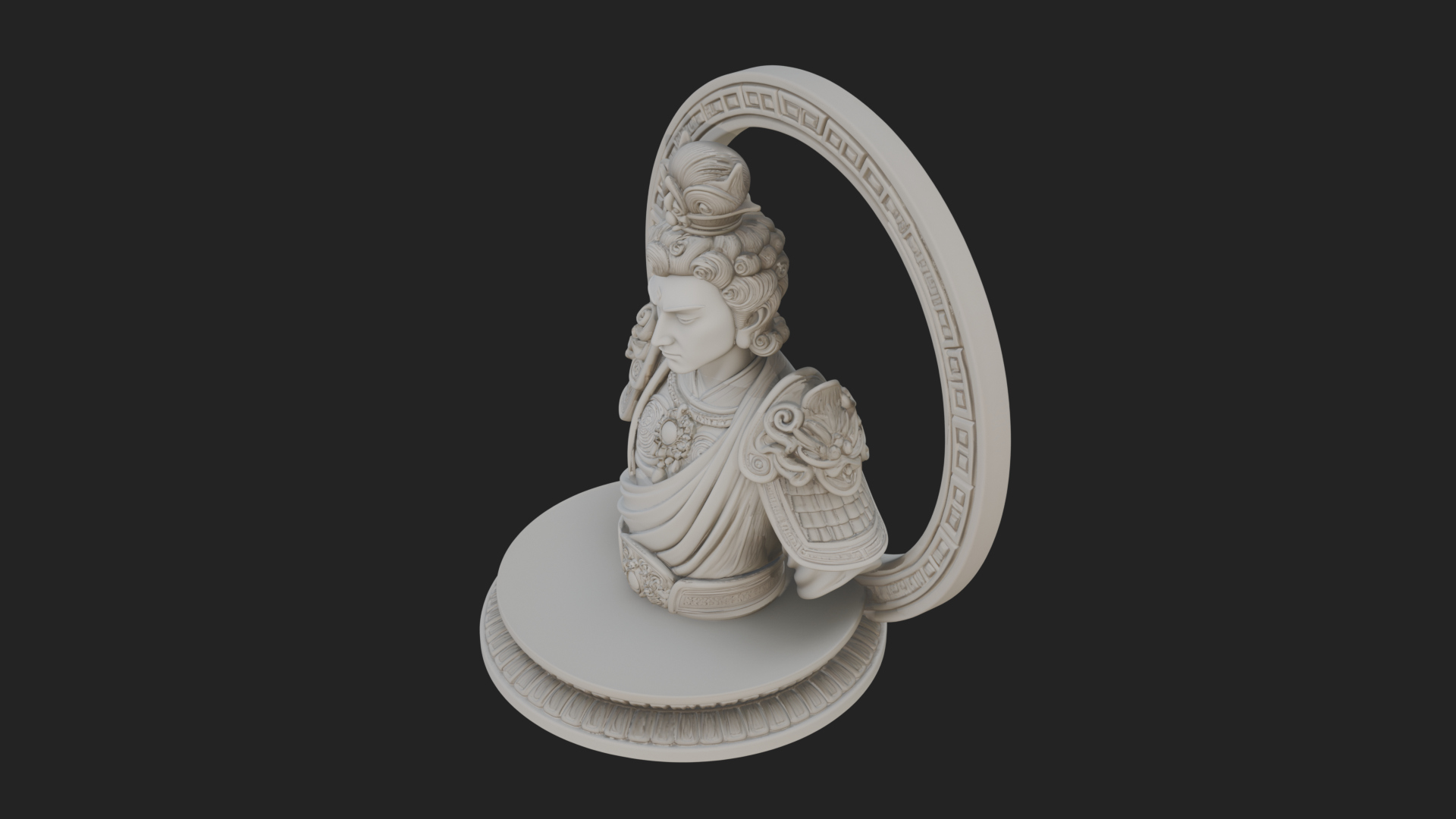 Crowned Bodhisattva Bust Statue Design 3 3D Print Model 3D Model