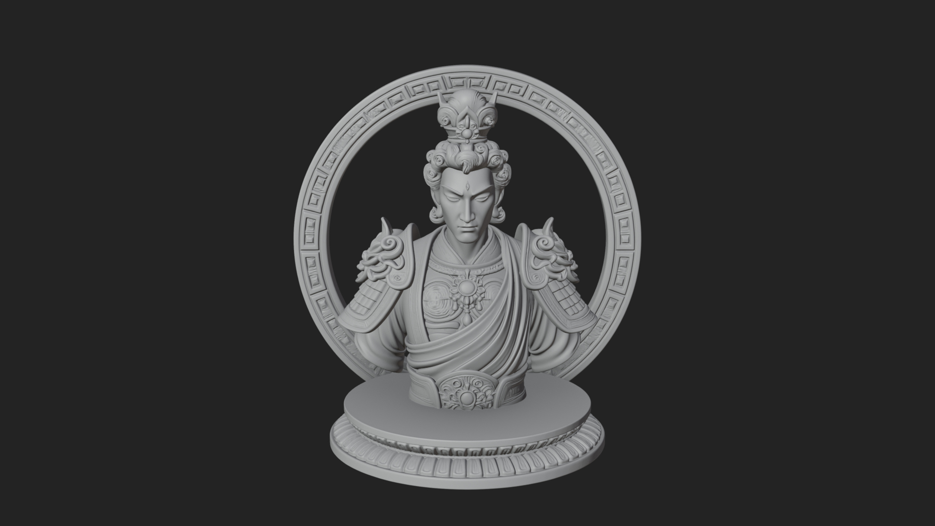 Crowned Bodhisattva Bust Statue Design 3 3D Print Model 3D Model