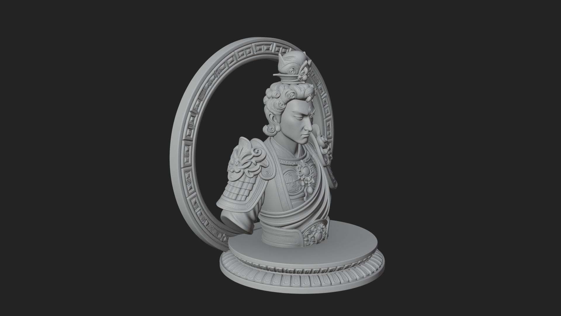 Crowned Bodhisattva Bust Statue Design 3 3D Print Model 3D Model