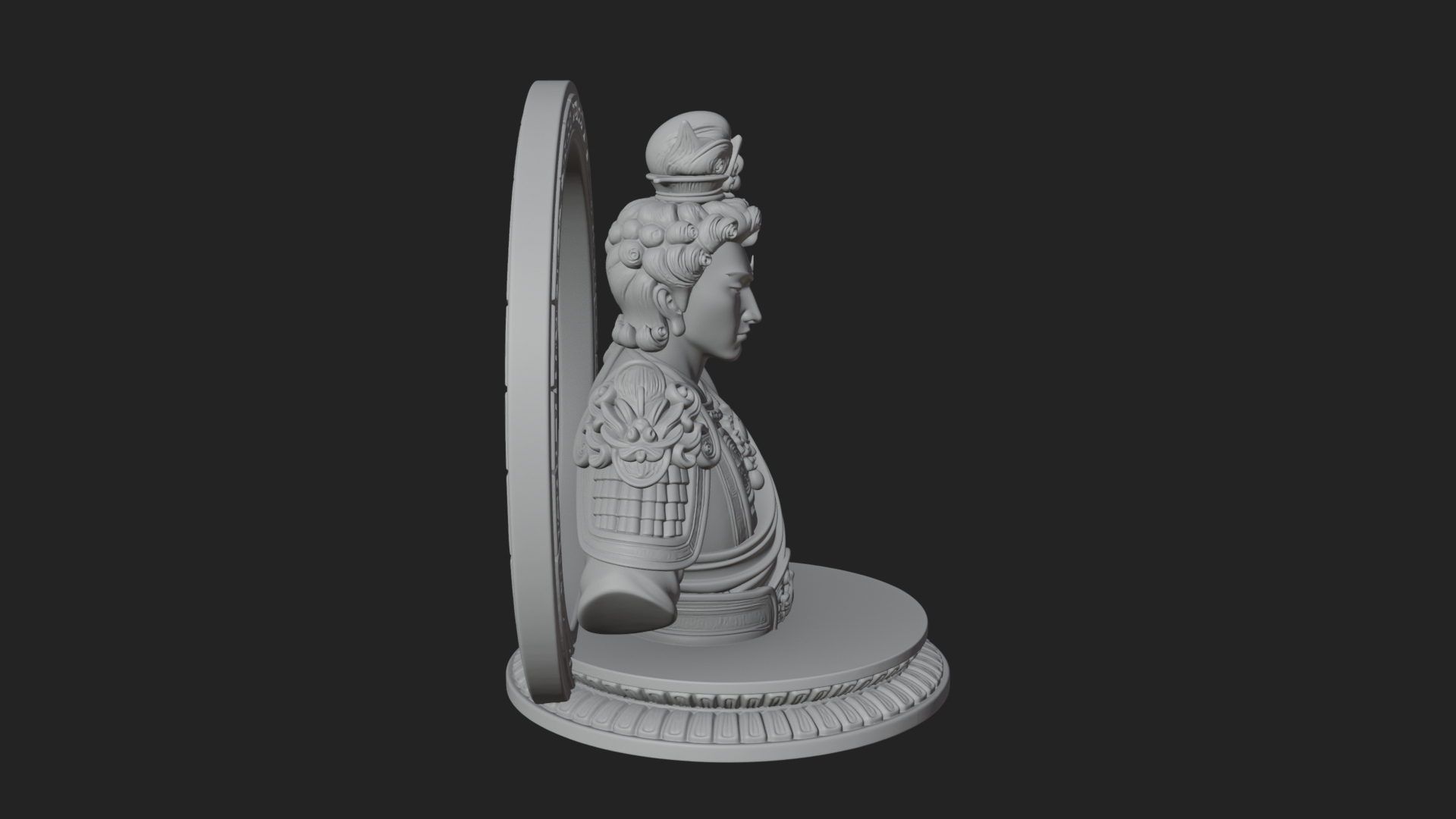 Crowned Bodhisattva Bust Statue Design 3 3D Print Model 3D Model