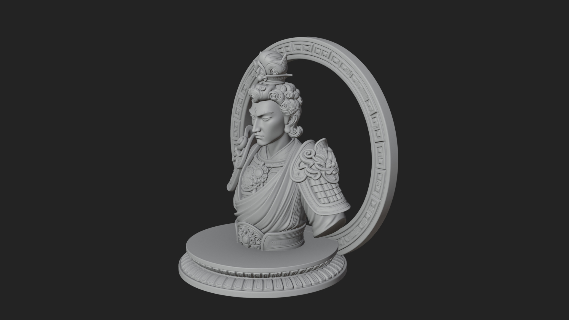 Crowned Bodhisattva Bust Statue Design 3 3D Print Model 3D Model